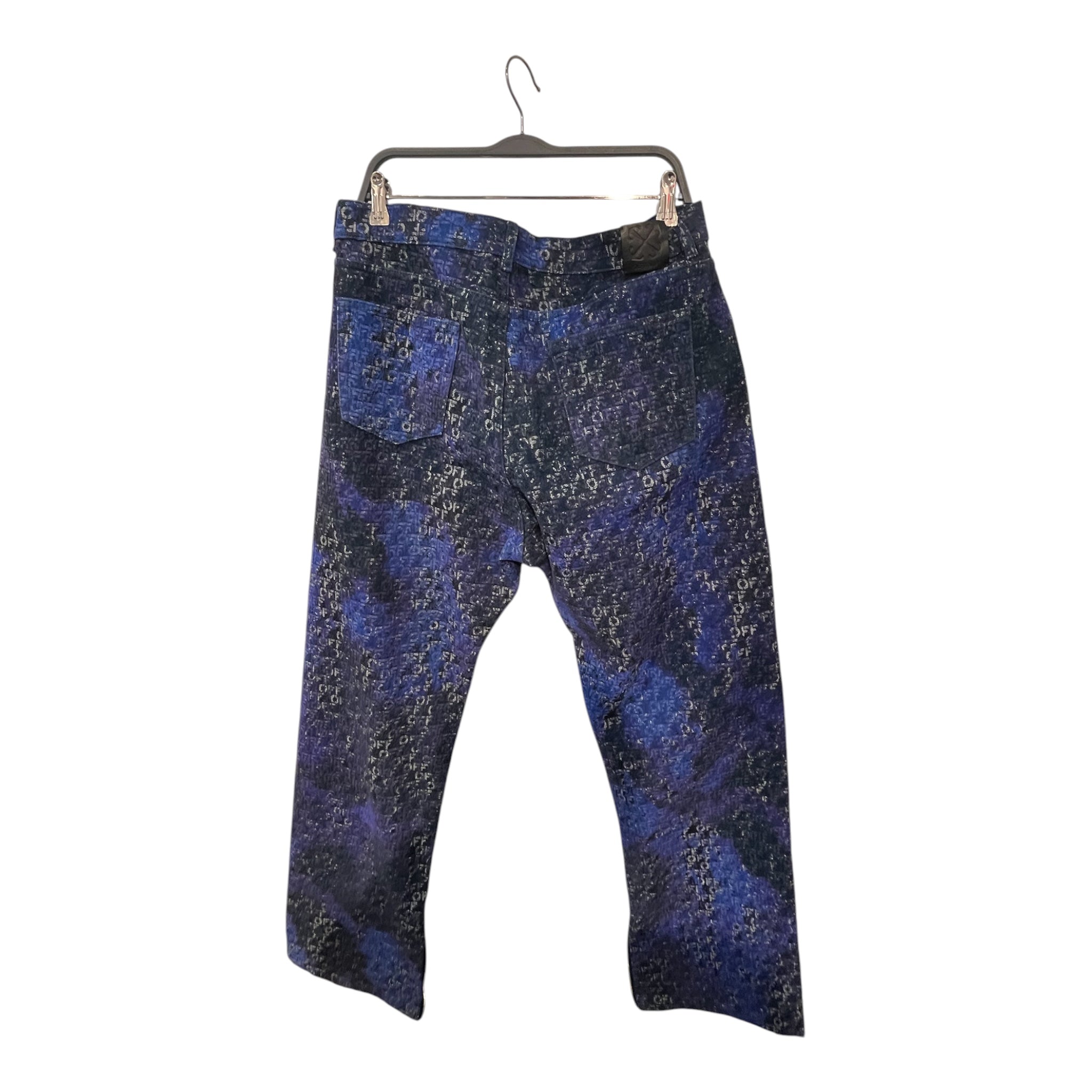 OFF-WHITE/Straight Pants/34/Cotton/BLU/Button Fly/All Over Print/OMYA177 jacquard jeans view 2