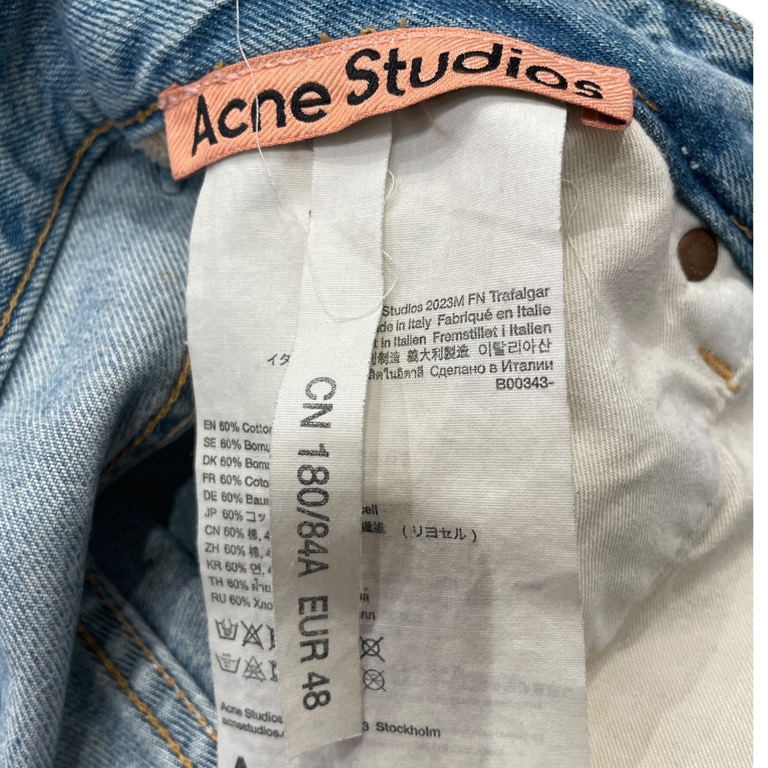 Acne Studios/Pants/48/Cotton/BLU/WHT SPLASHED PAINT view 3