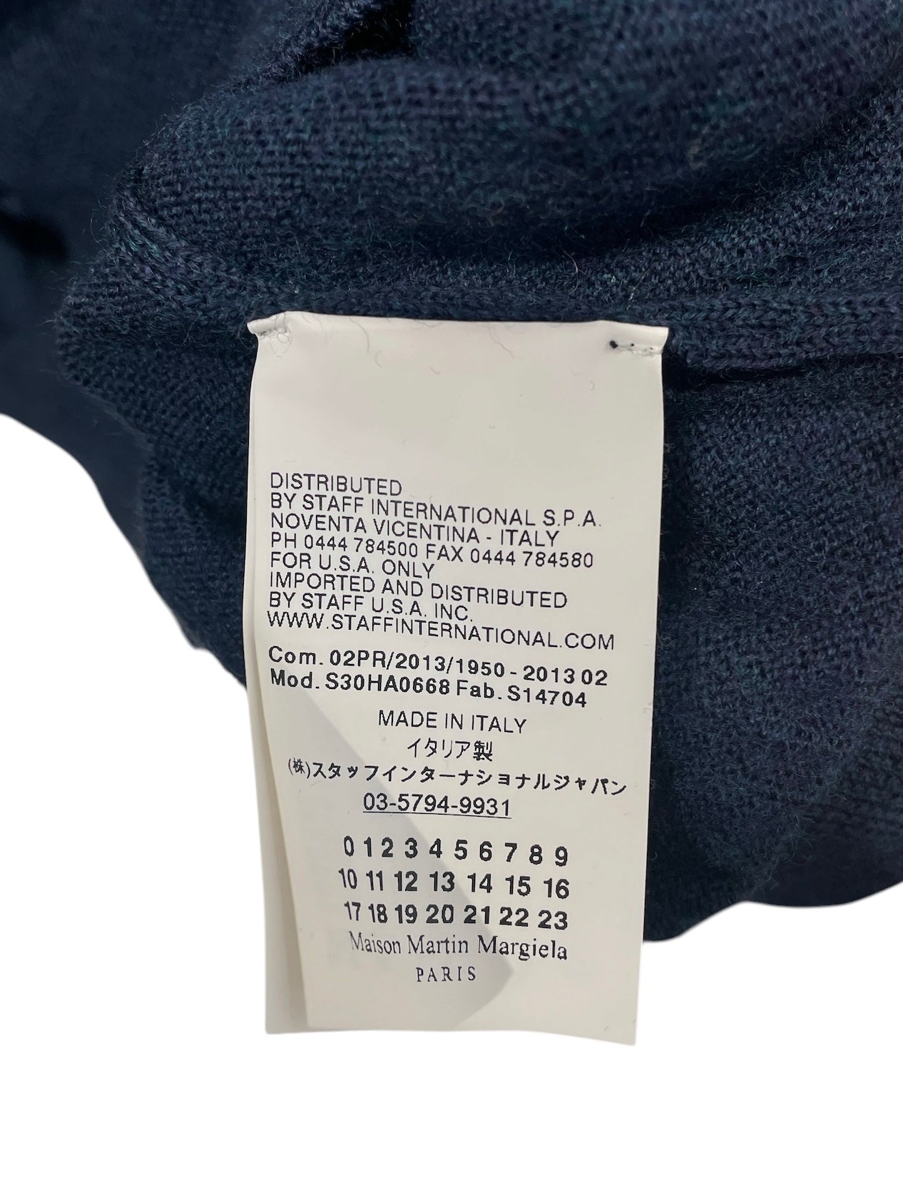 Maison Margiela/Sweater/1/Wool/NVY/LINE 14 RIBBED COLLAR view 4