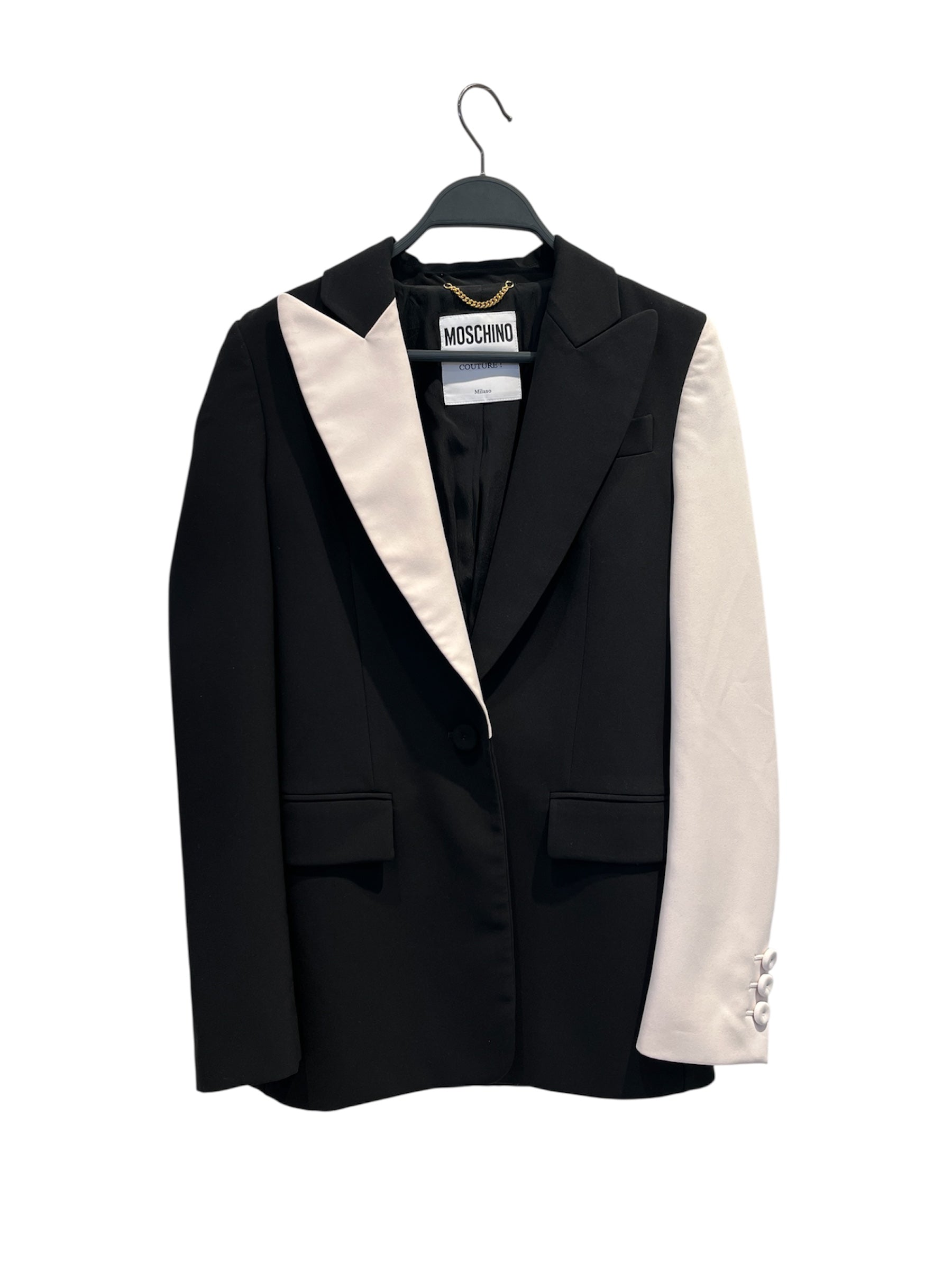 MOSCHINO/Tailored Jkt/4/Border/Polyester/BLK/Single Breasted/ view 1