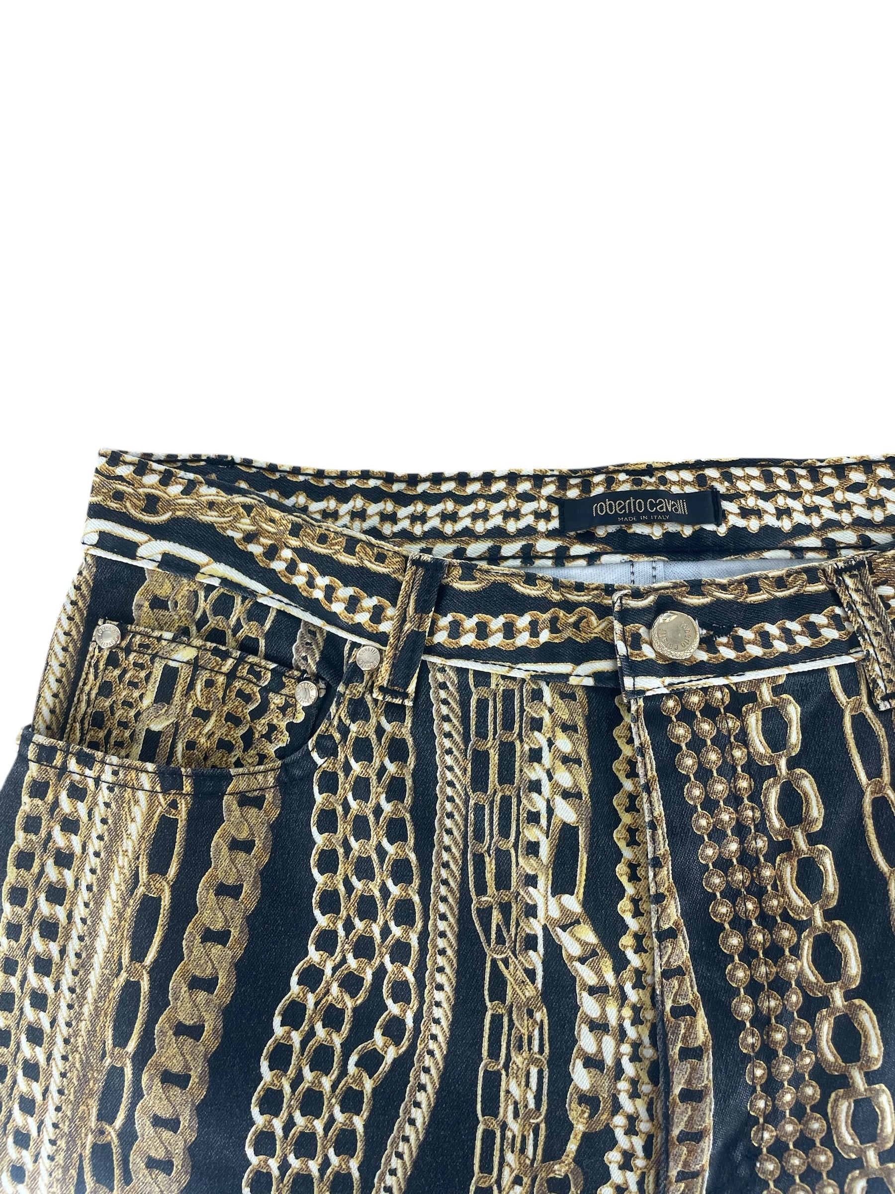 roberto cavalli/Straight Pants/L/All Over Print/Cotton/BLK/GOLD CHAIN DOWN PRINT view 3