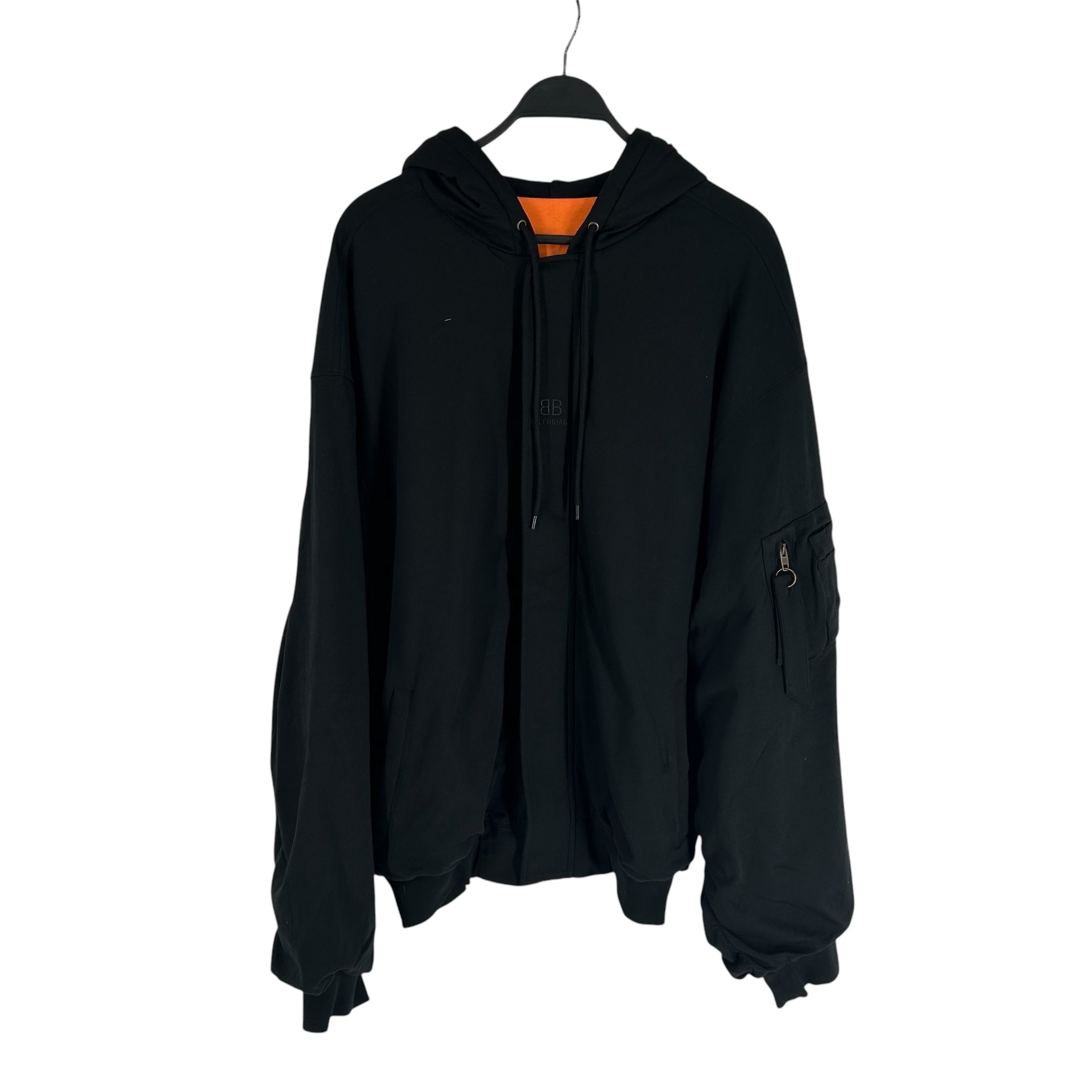 BALENCIAGA/Jacket/S/Cotton/BLK/reverse b hooded parka view 1