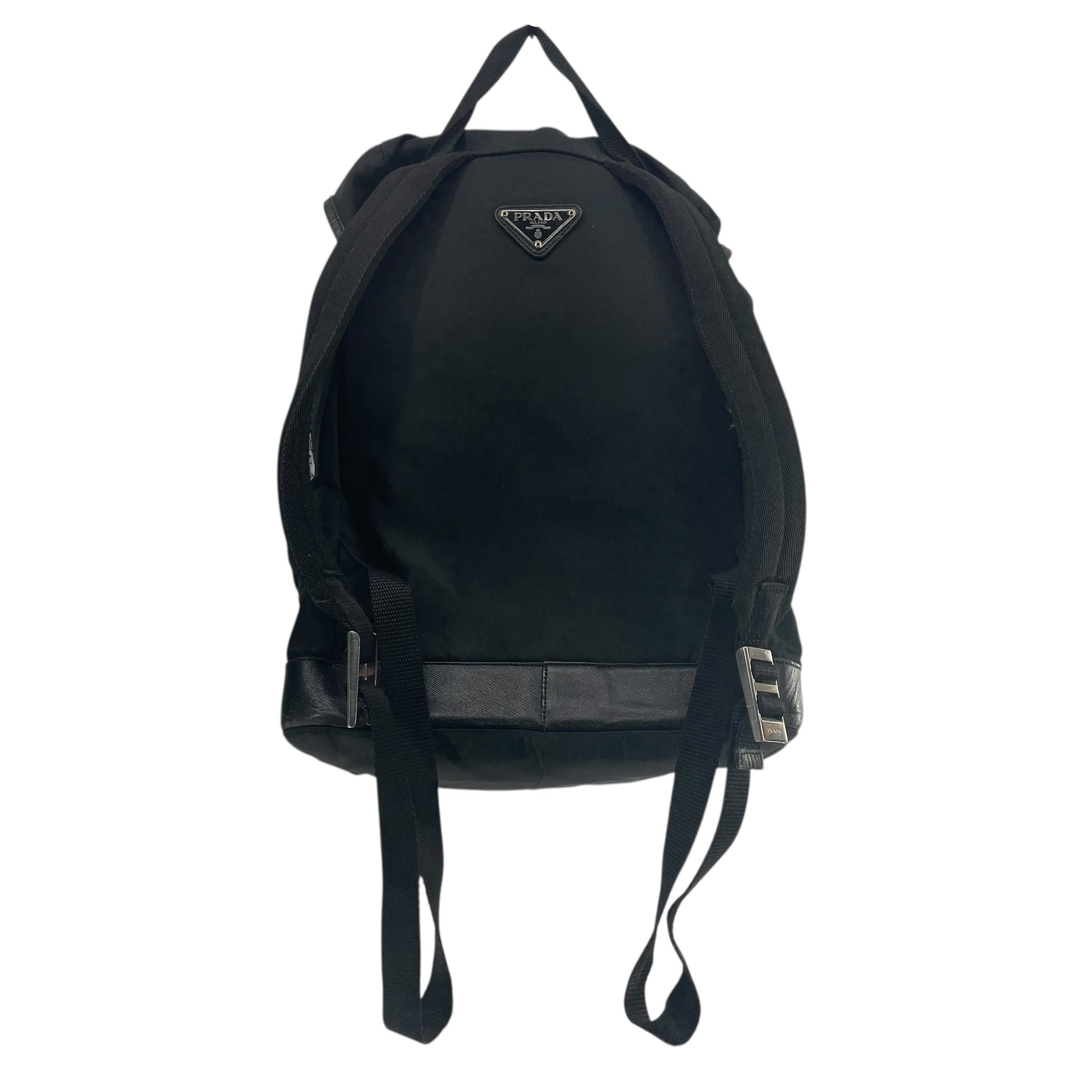 PRADA/Backpack/Nylon/BLK/SLV CLIP TOP view 2