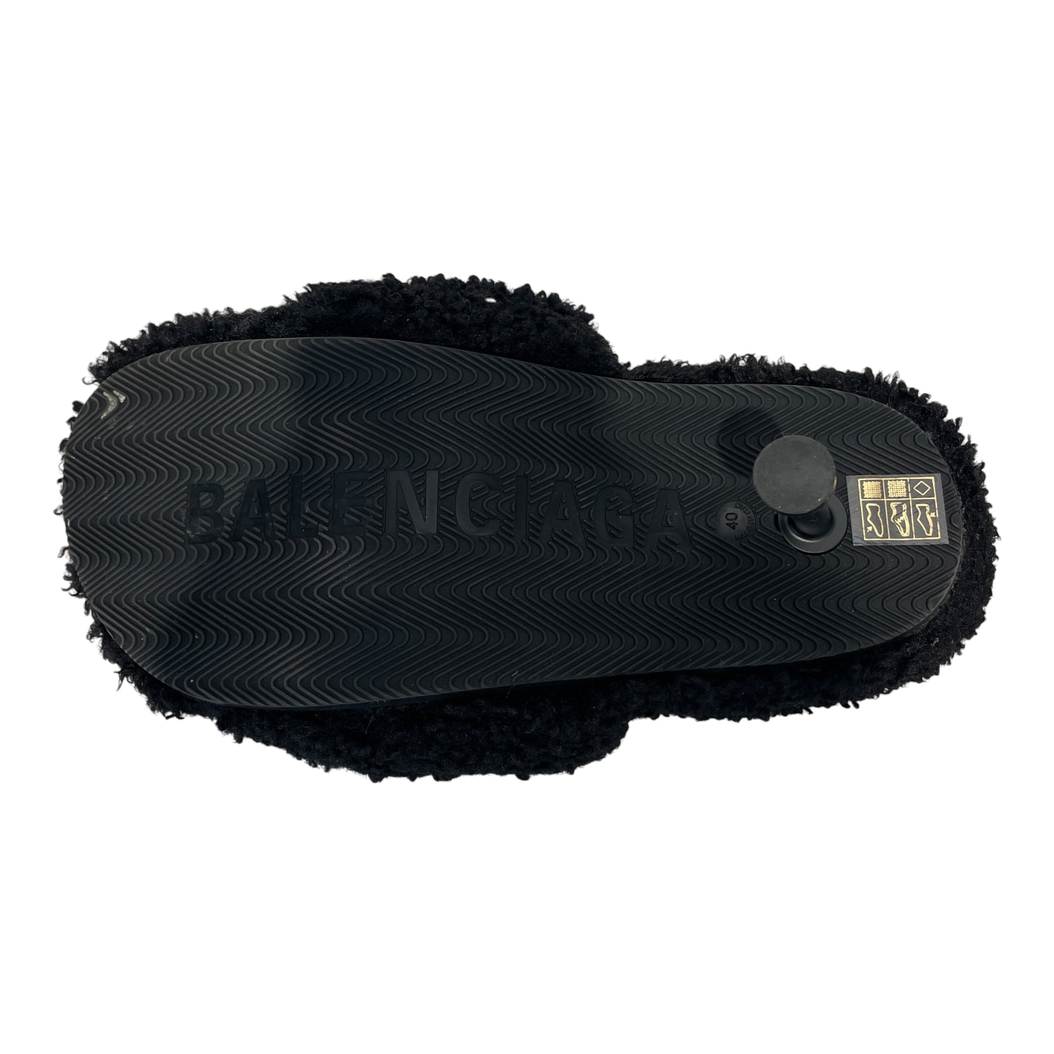 BALENCIAGA/Sandals/EU 40/Acrylic/BLK/SHEARLING SLIDE HEEL view 4