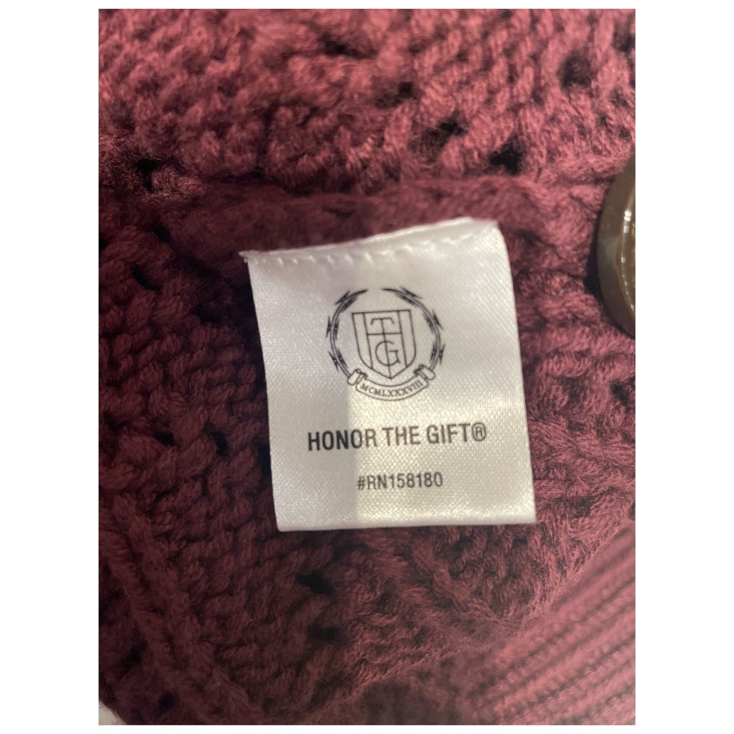 HONOR THE GIFT/Cardigan/M/Cotton/BRW/Burgundy Honor Knit Cardigan view 4