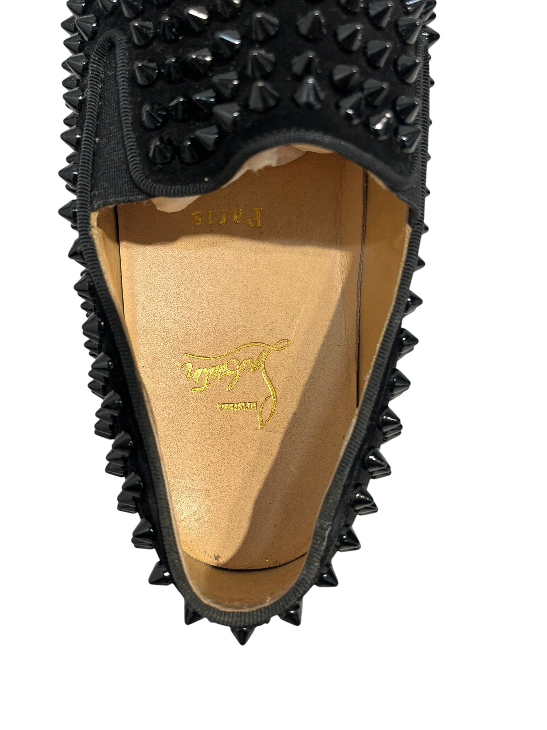 Christian Louboutin/Loafers/EU 39/Leather/BLK/SPIKES ALL OVER SLIP ON view 3