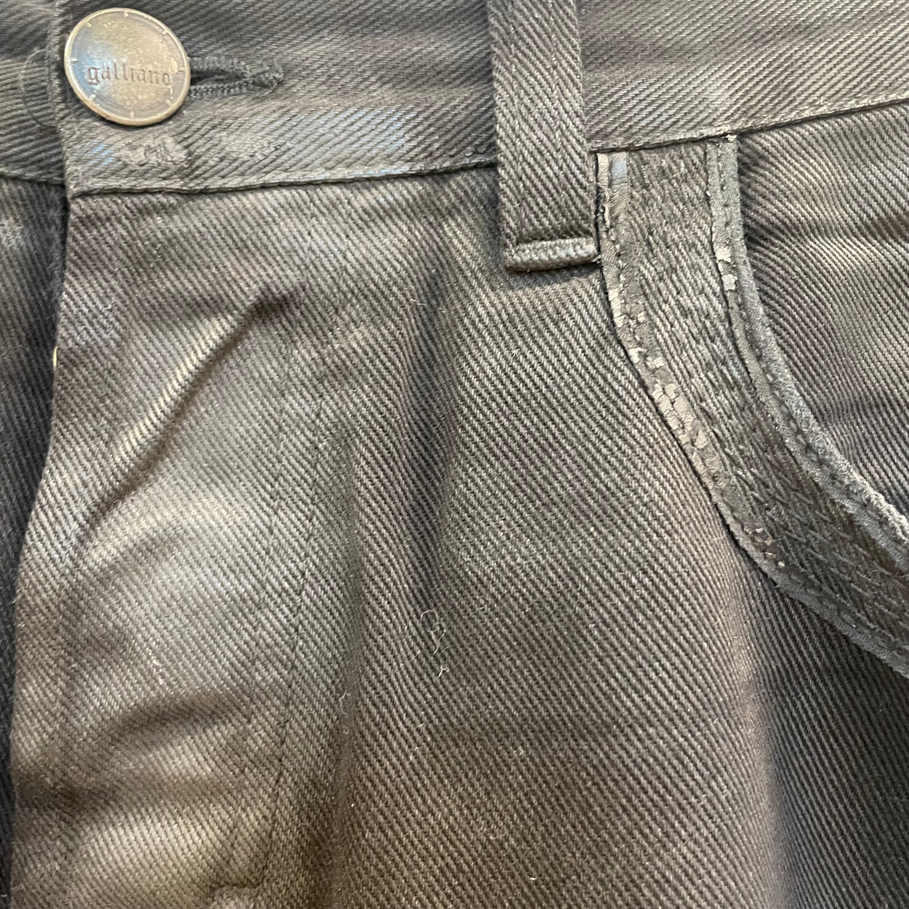galliano/Skinny Pants/36/Cotton/BLK/Distressed/waxed/embrodered pockets view 5