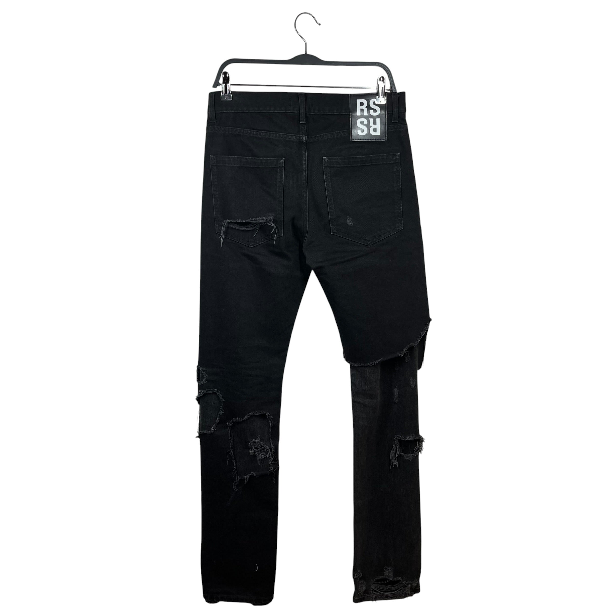 RAF SIMONS/Skinny Pants/30/Denim/BLK/DOUBLE LAYERED DESTROYED DENIM view 2