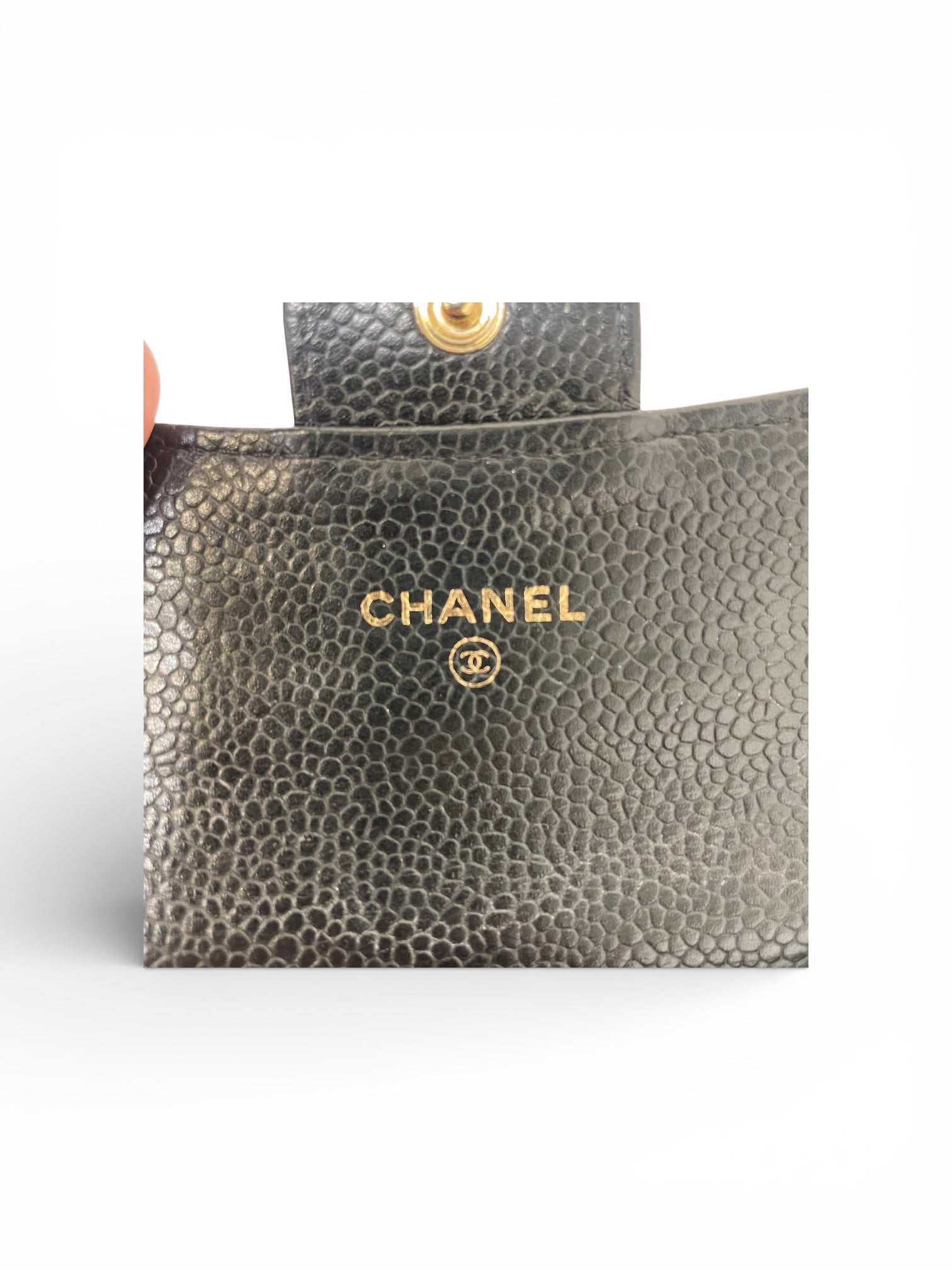 CHANEL/Bifold Wallet/Leather/BLK/CC INTERLOCK LOGO COMPACT WALL view 5