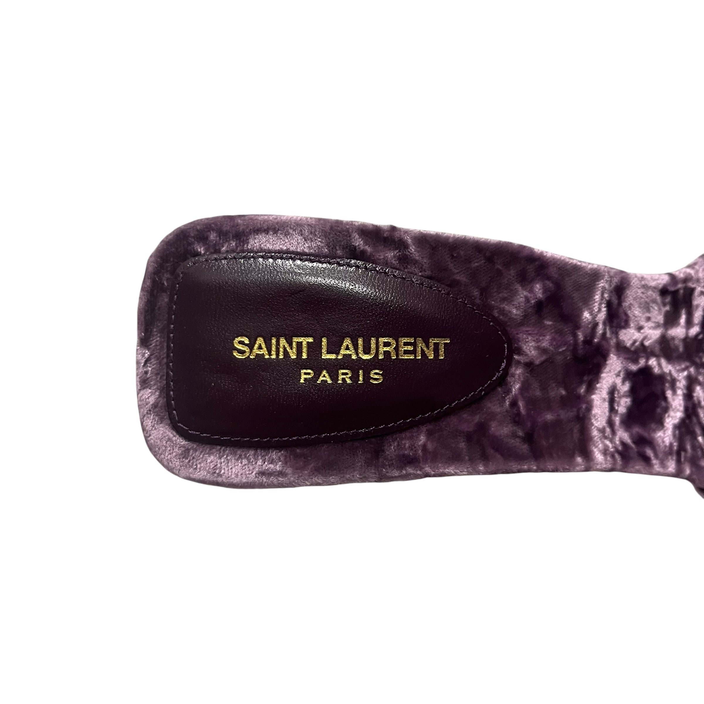 SAINT LAURENT/Heels/US 8.5/Velour/PPL/Open-Toe/CRUSHED VELVET SANDAL view 4