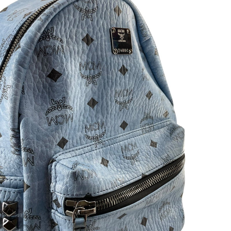 MCM/Backpack/All Over Print/Leather/BLU/STARK STUDDED