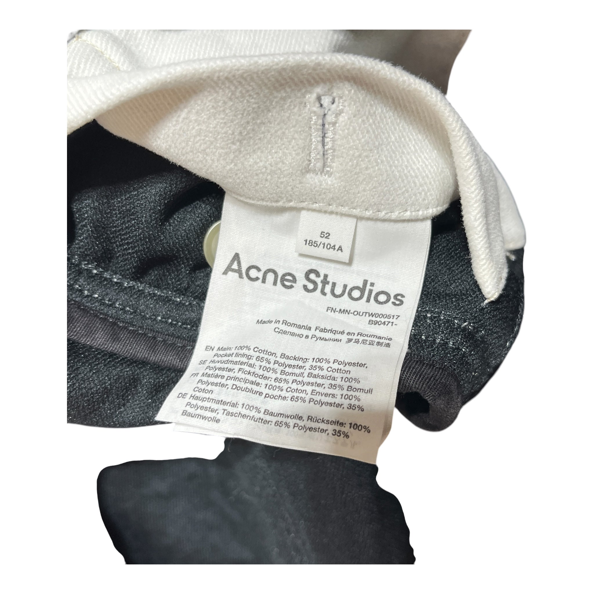 Acne Studios/Denim Jkt/52/Cotton/WHT/magnite twill work jacket view 3