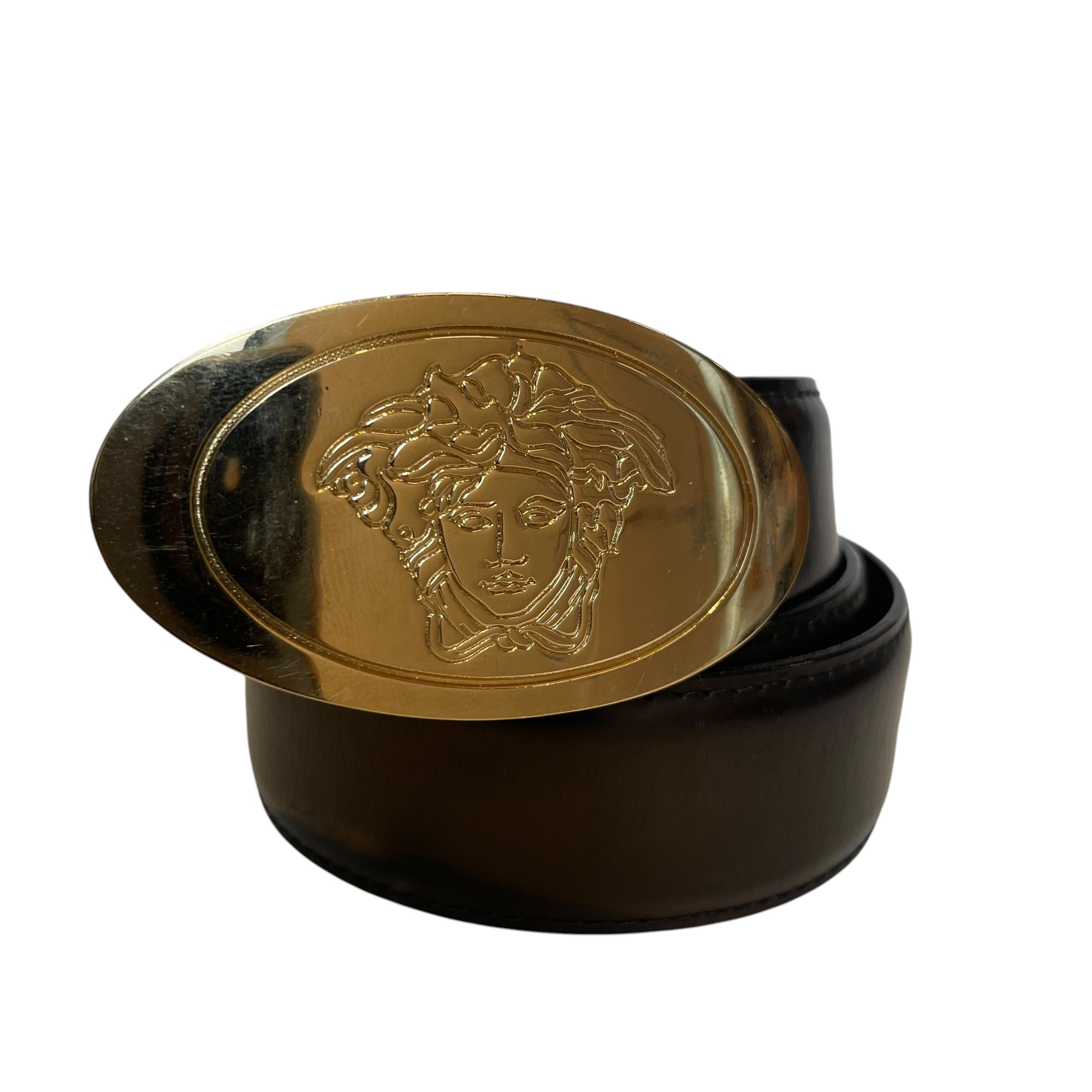 GIANNI VERSACE/Accessories/Leather/BLK/PLAIN BLK GLD OVAL BUCKLE view 3