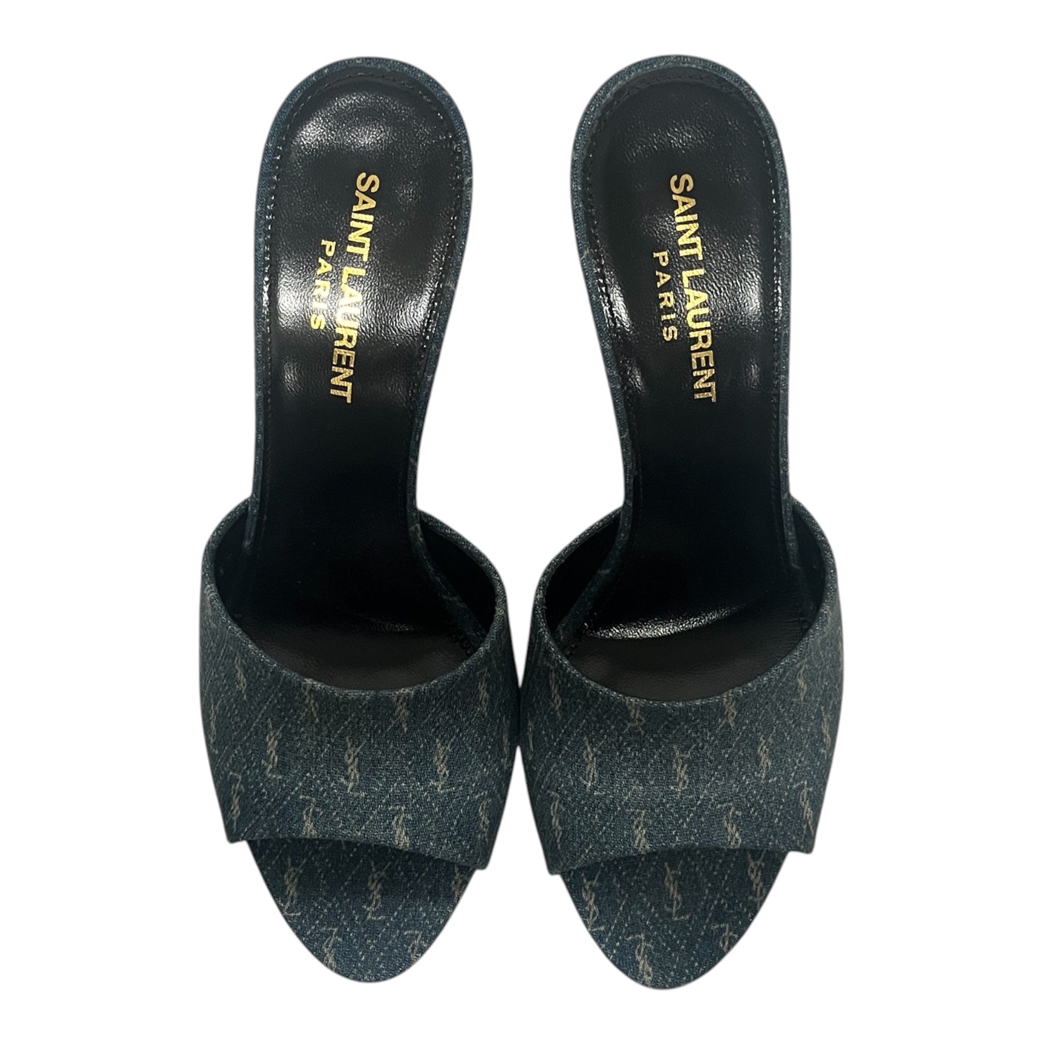 SAINT LAURENT/Heels/EU 37/Monogram/IDG/DENIM MONOGRAM/OPEN TOE view 3