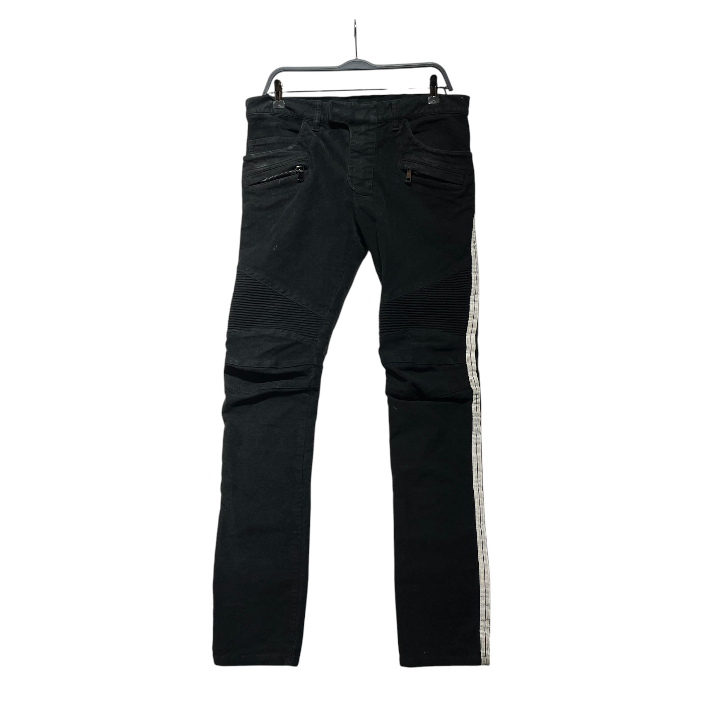 BALMAIN/Skinny Pants/31/Cotton/BLK/MOTO JEANS view 1