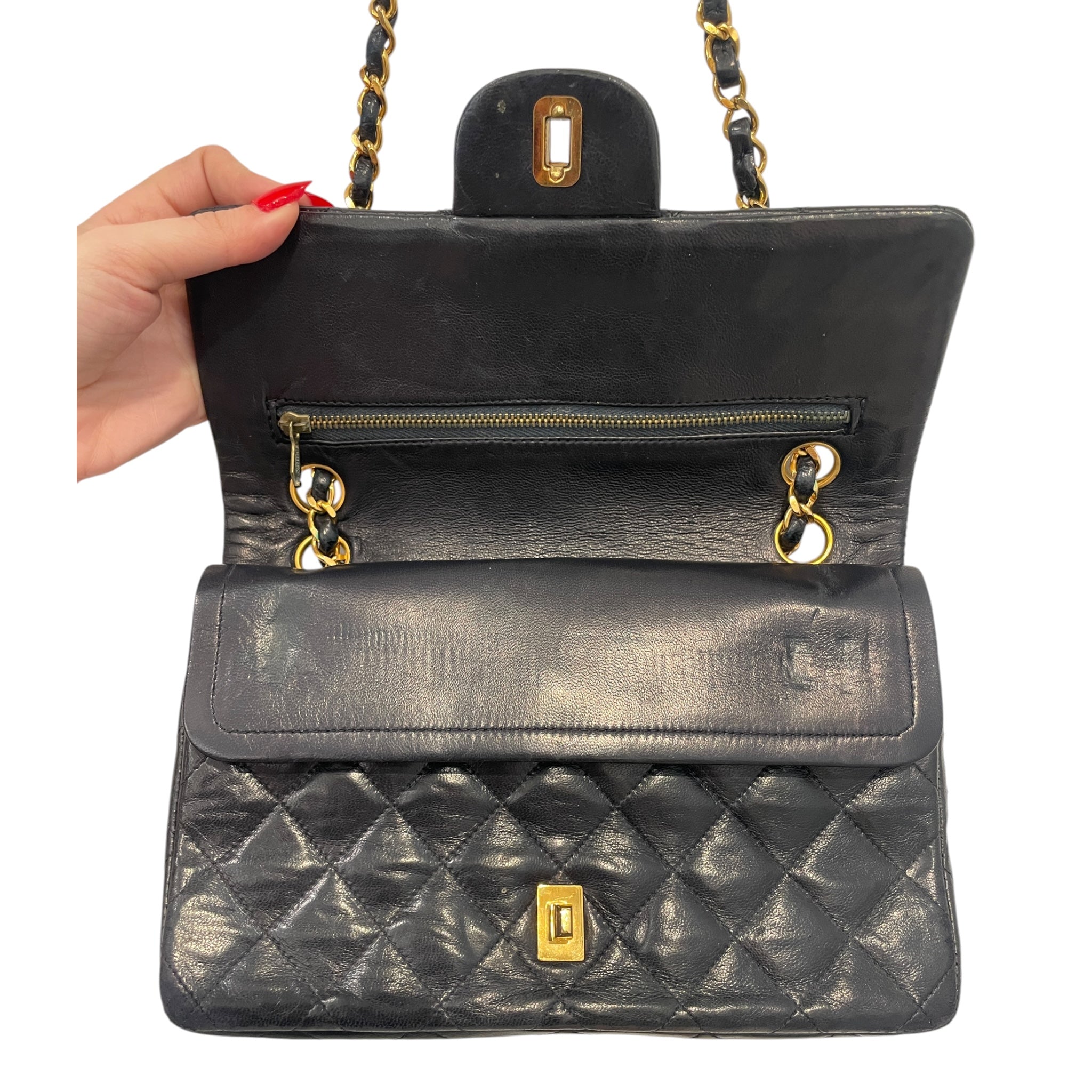 CHANEL/Bag/Lambskin/NVY/VINTAGE DOUBLE FLAP view 5