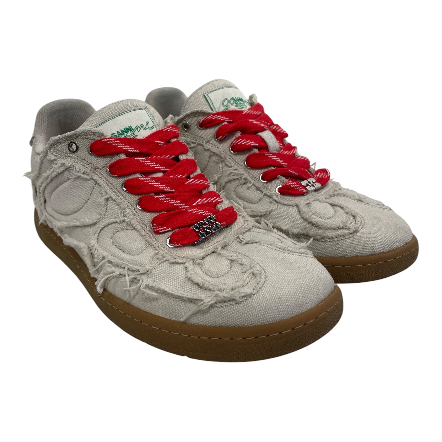 GANNI/Low-Sneakers/US 9/Cotton/CRM/CANVAS RAW EDGE SNEAKER view 1