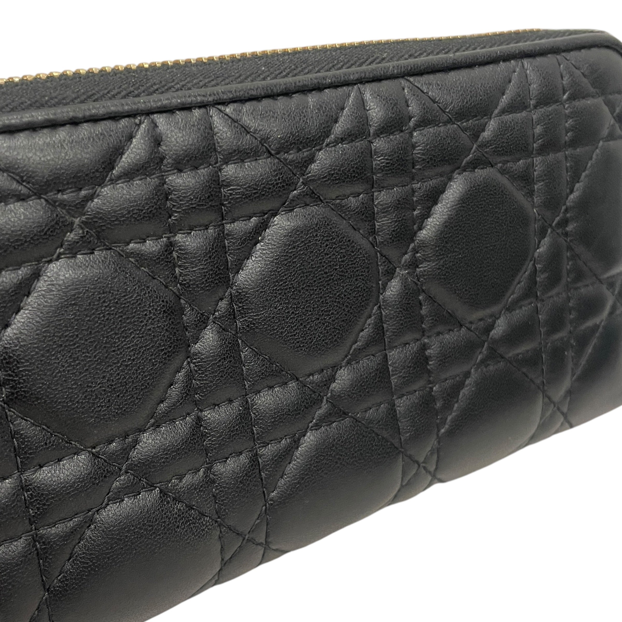 Christian Dior/Long Wallet/Leather/BLK/L's/LADY DIOR VOYAGEUR view 7