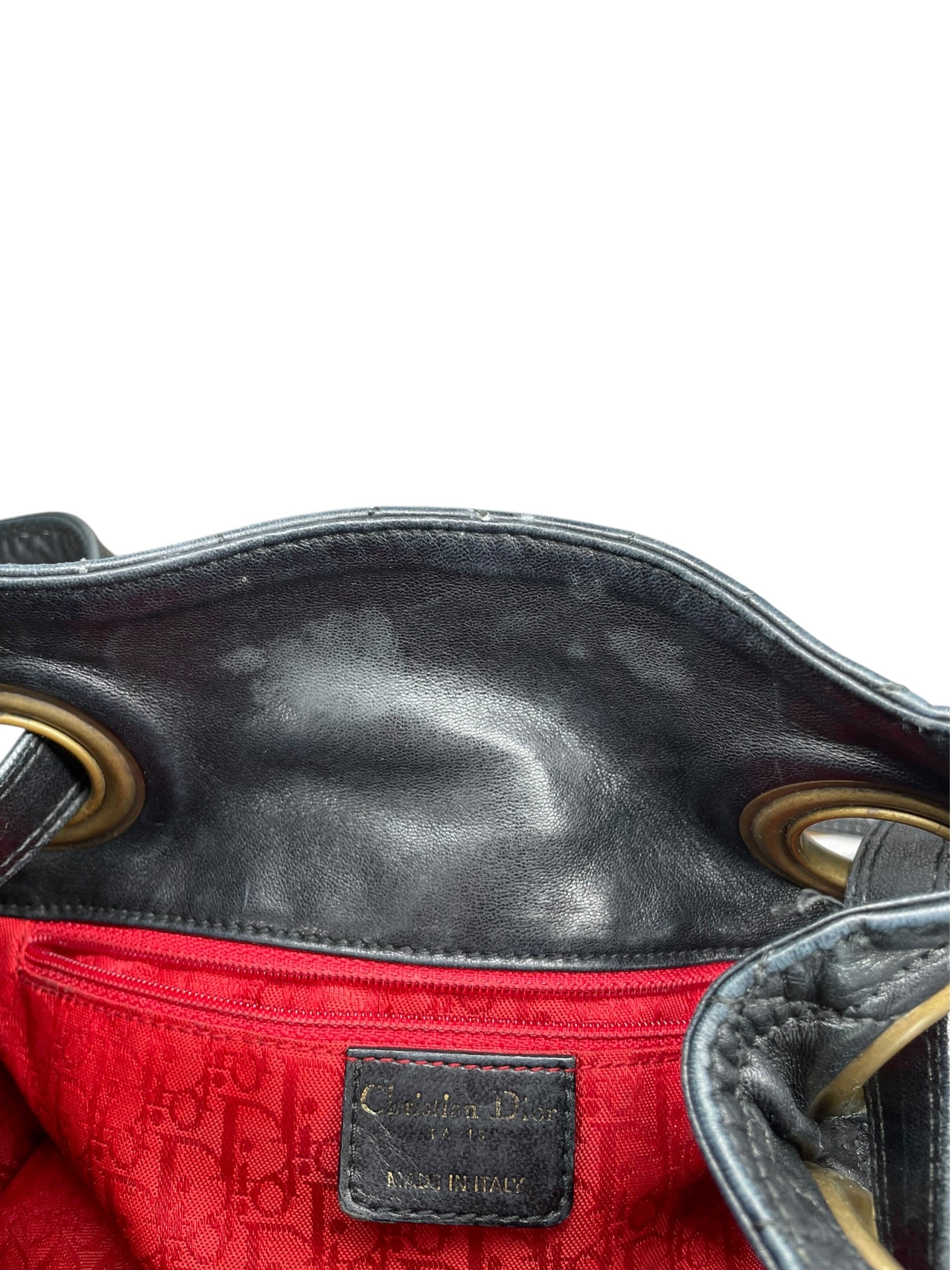 Christian Dior/Bag/Graphic/Leather/BLK/CANNAGE DRAWSTRING FLAP view 7