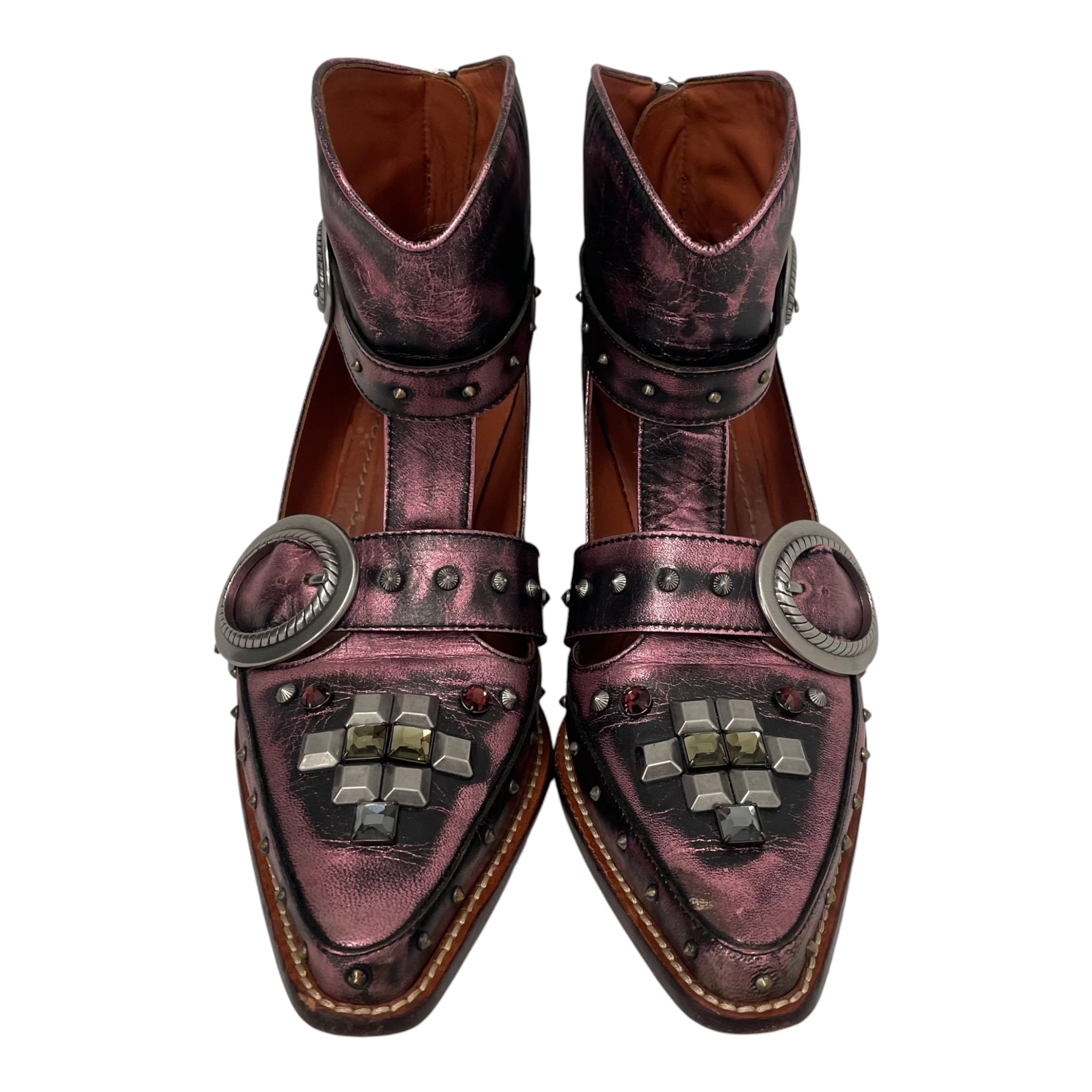 COACH/Dress Shoes/US 8.5/Glitter/Leather/PPL/STUDSTONETIP view 4