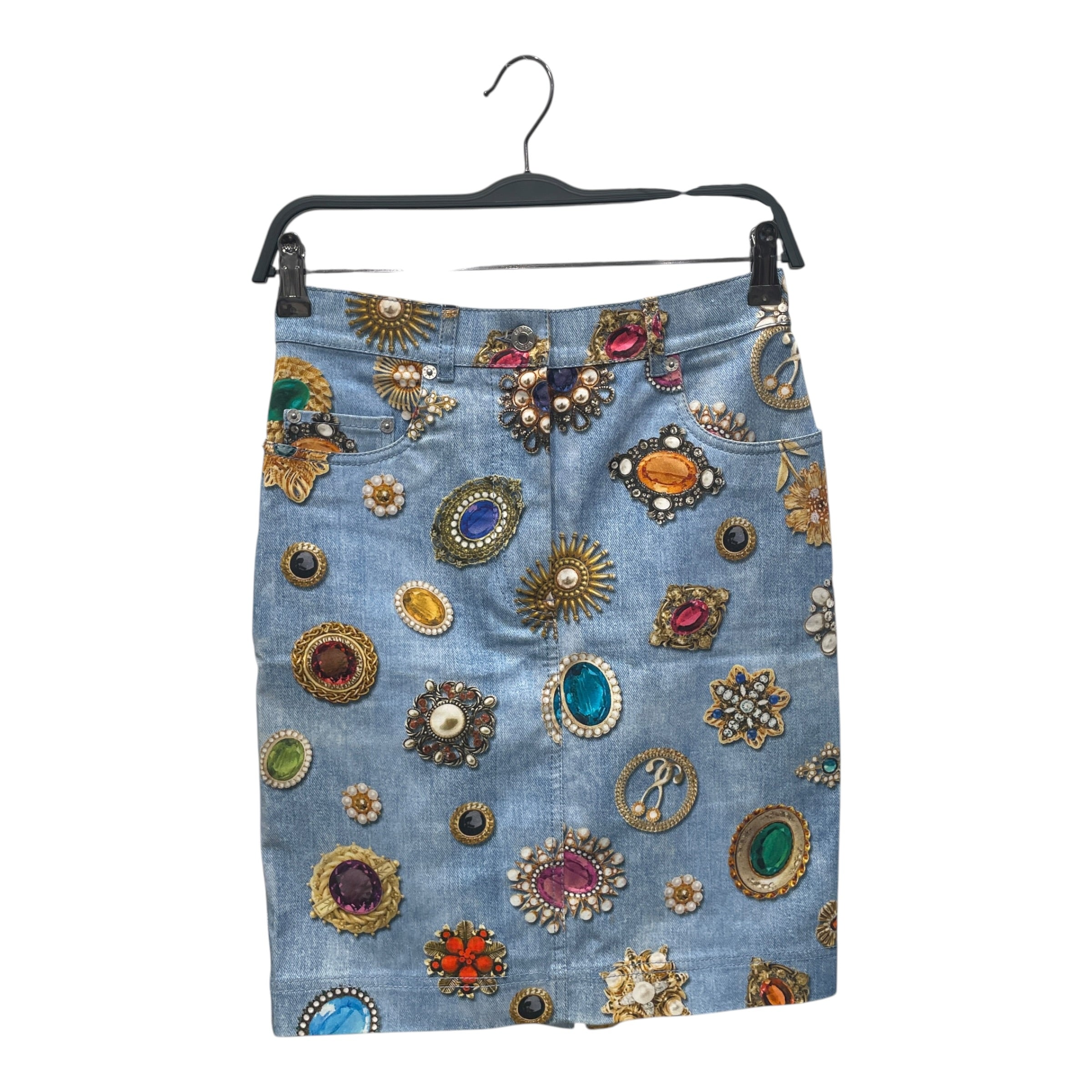 MOSCHINO/Long Skirt/4/Graphic/Cotton/BLU/GEM PRINT DENIM SKIRT view 1