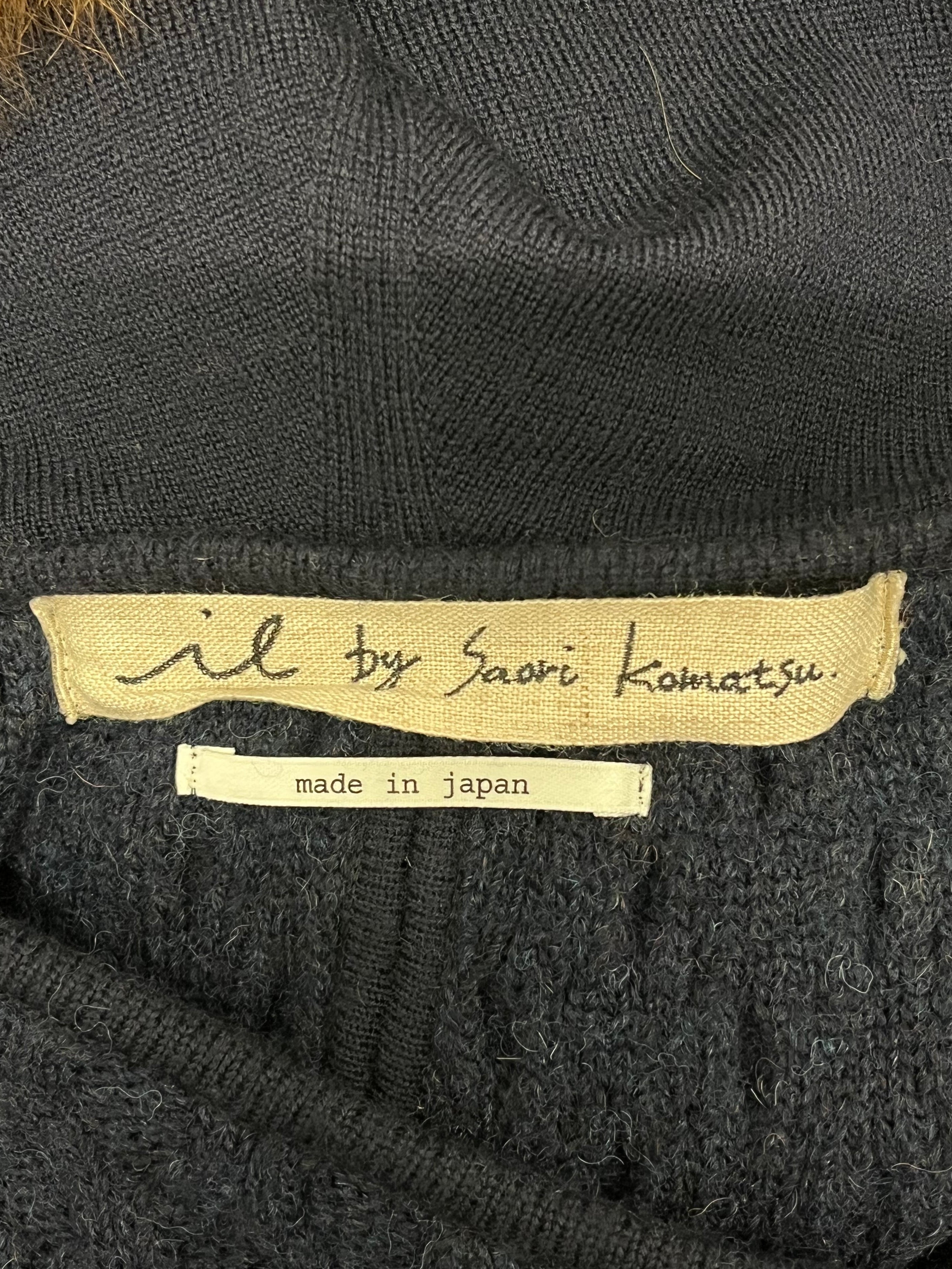 IL BY SAORI KOMATSU/Heavy Cardigan/FREE/Wool/NVY/SAORI HOODED FUR SIDE ZIP CABL view 3