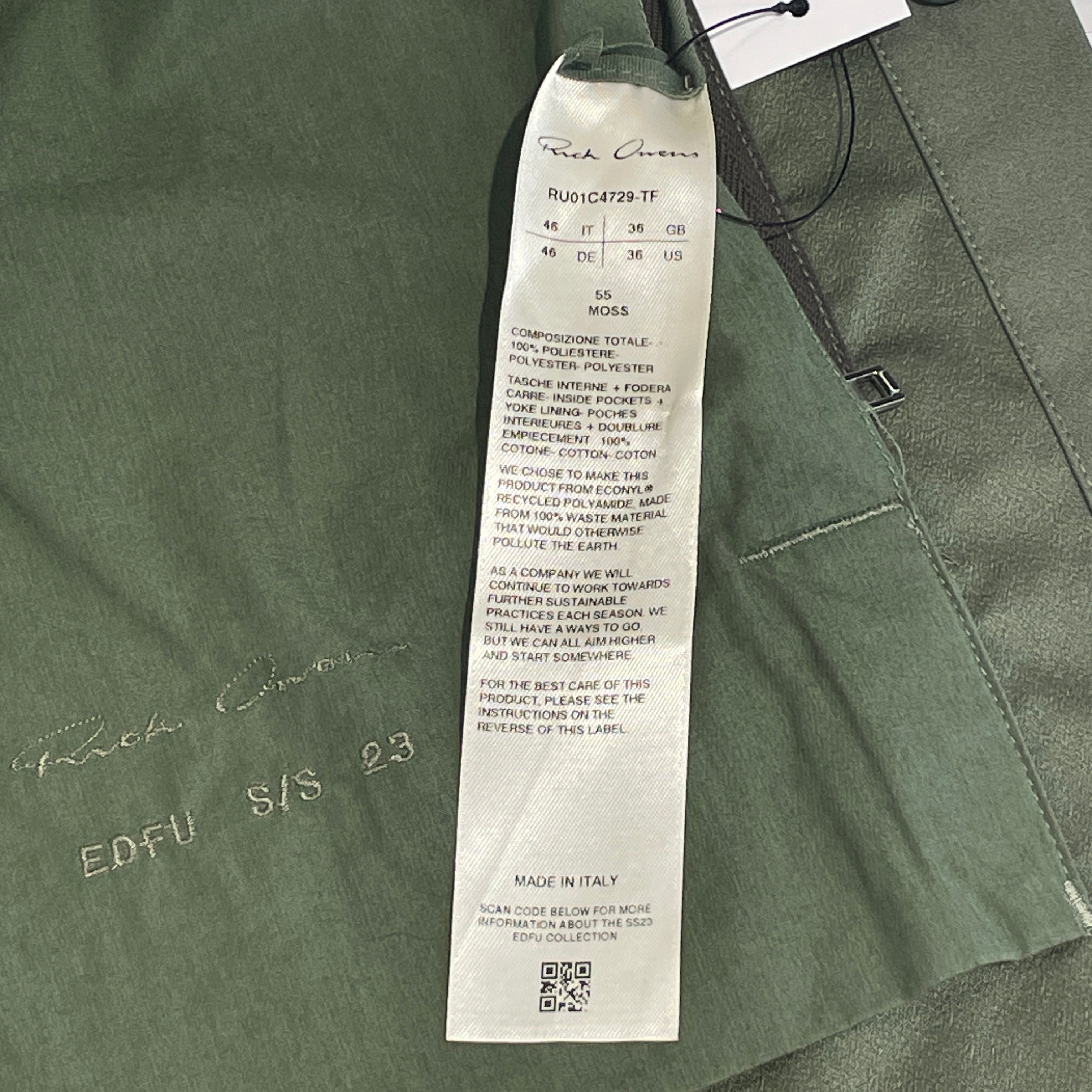Rick Owens/LS Shirt/46/Nylon/KHK/RICK OWENS BUTON SNAP LS view 3