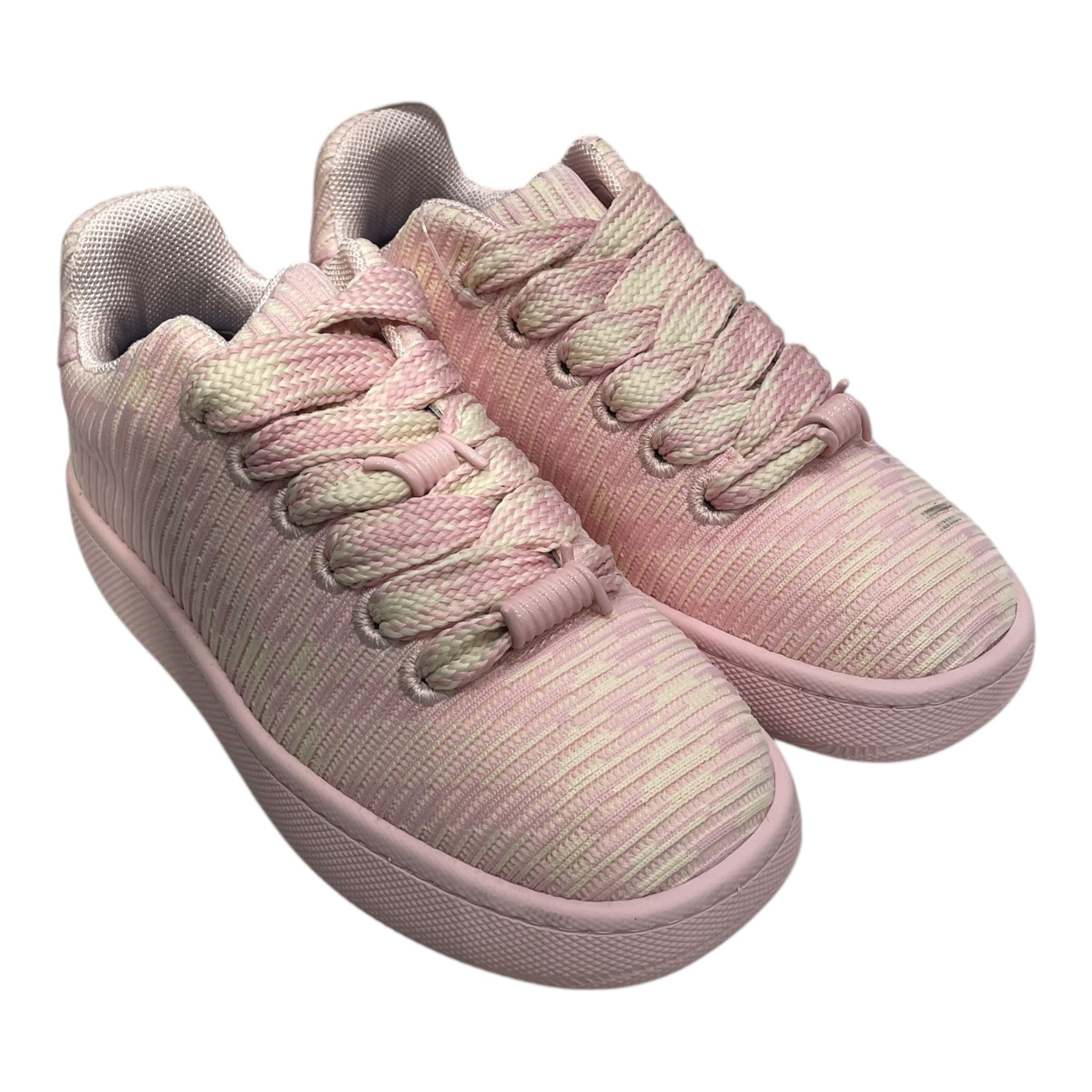 BURBERRY/Low-Sneakers/EU 38.5/Stripe/Cotton/PNK/PINK/WHT WIDE BRAIDED LACES view 1