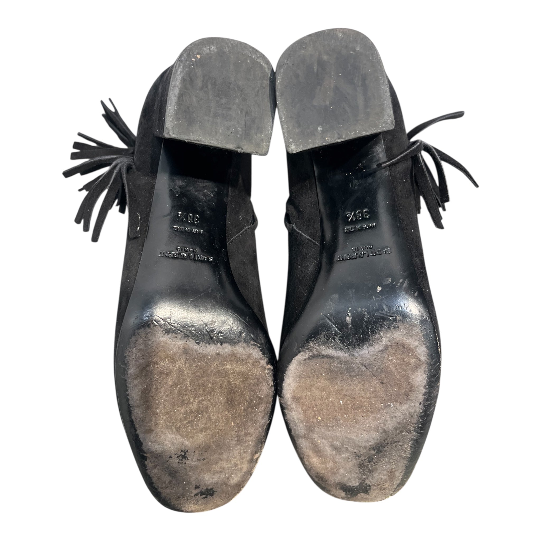 SAINT LAURENT/Booties/EU 38.5/Suede/BLK/FRINGE BOOT view 5