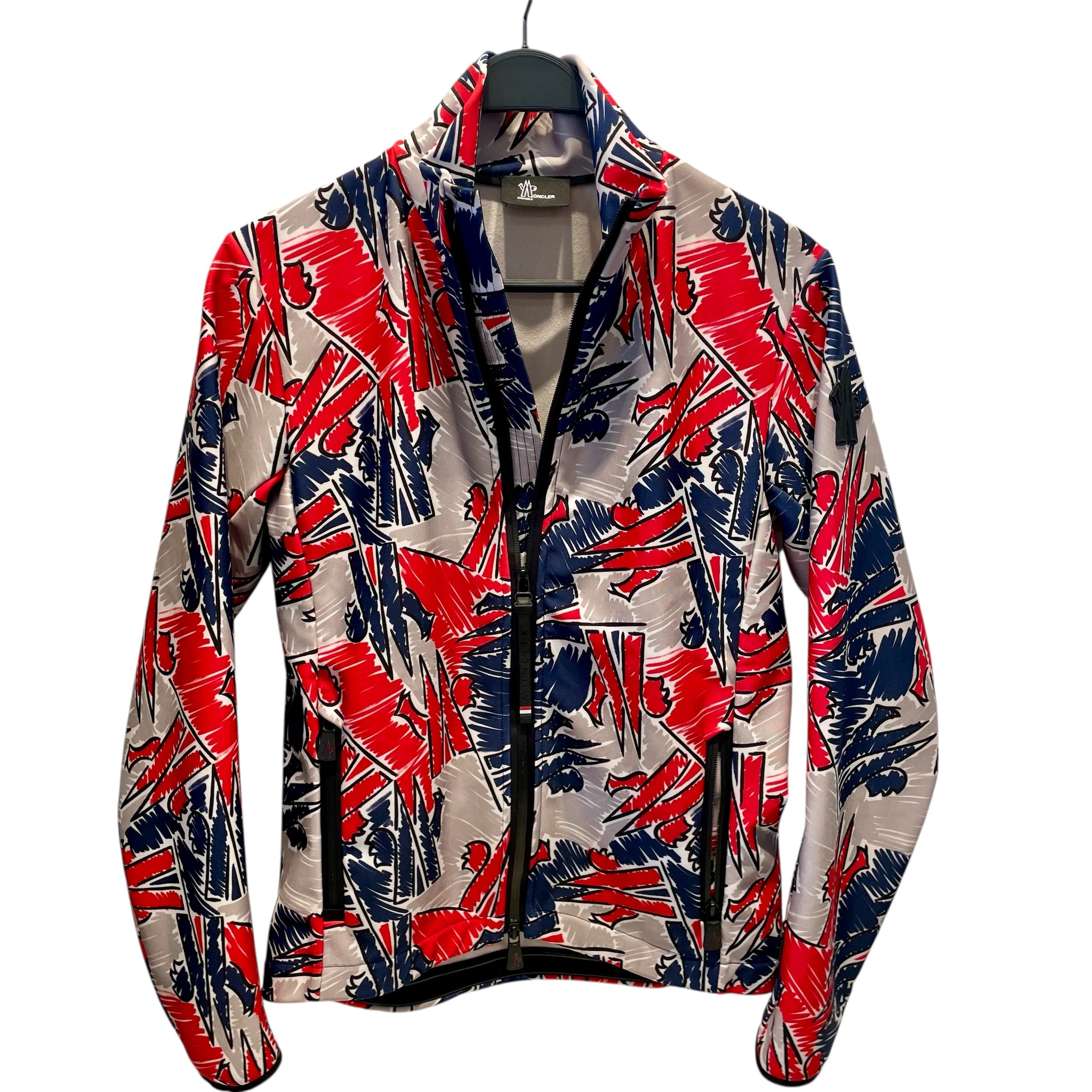 MONCLER GRENOBLE/Jacket/3/All Over Print/Nylon/GRY/RED + BLU LOGOS view 4