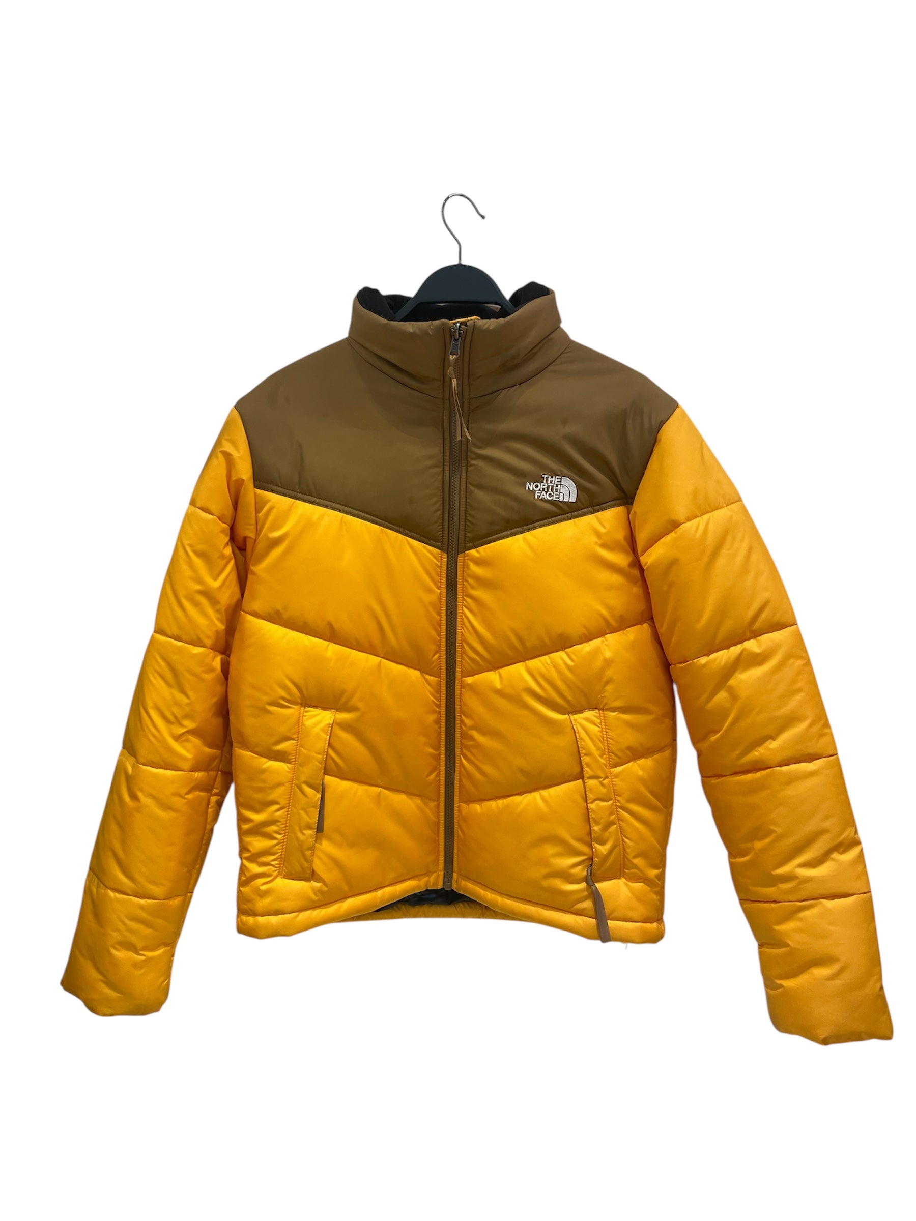 THE NORTH FACE/Puffer Jkt/S/Nylon/YEL/BROWN TOP/YELLOW BODY view 1