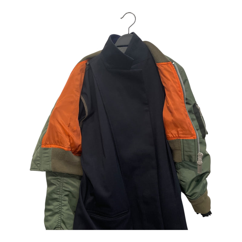 Sacai/Puffer Jkt/2/Wool/NVY/GREEN BOMBER/TRENCH COAT