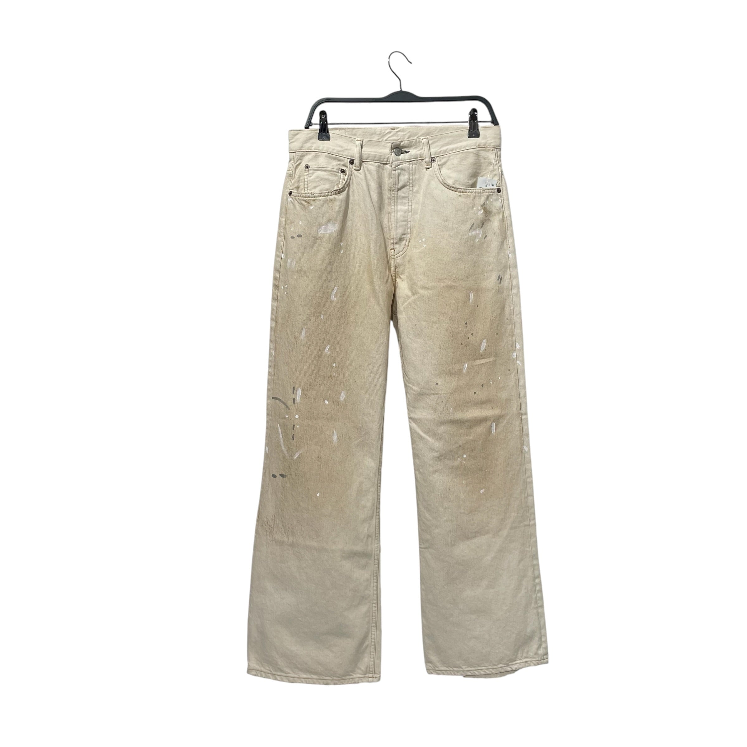 Acne Studios/Bootcut Pants/31/Cotton/BEG/Graphic/PAINT SPLATTER view 1
