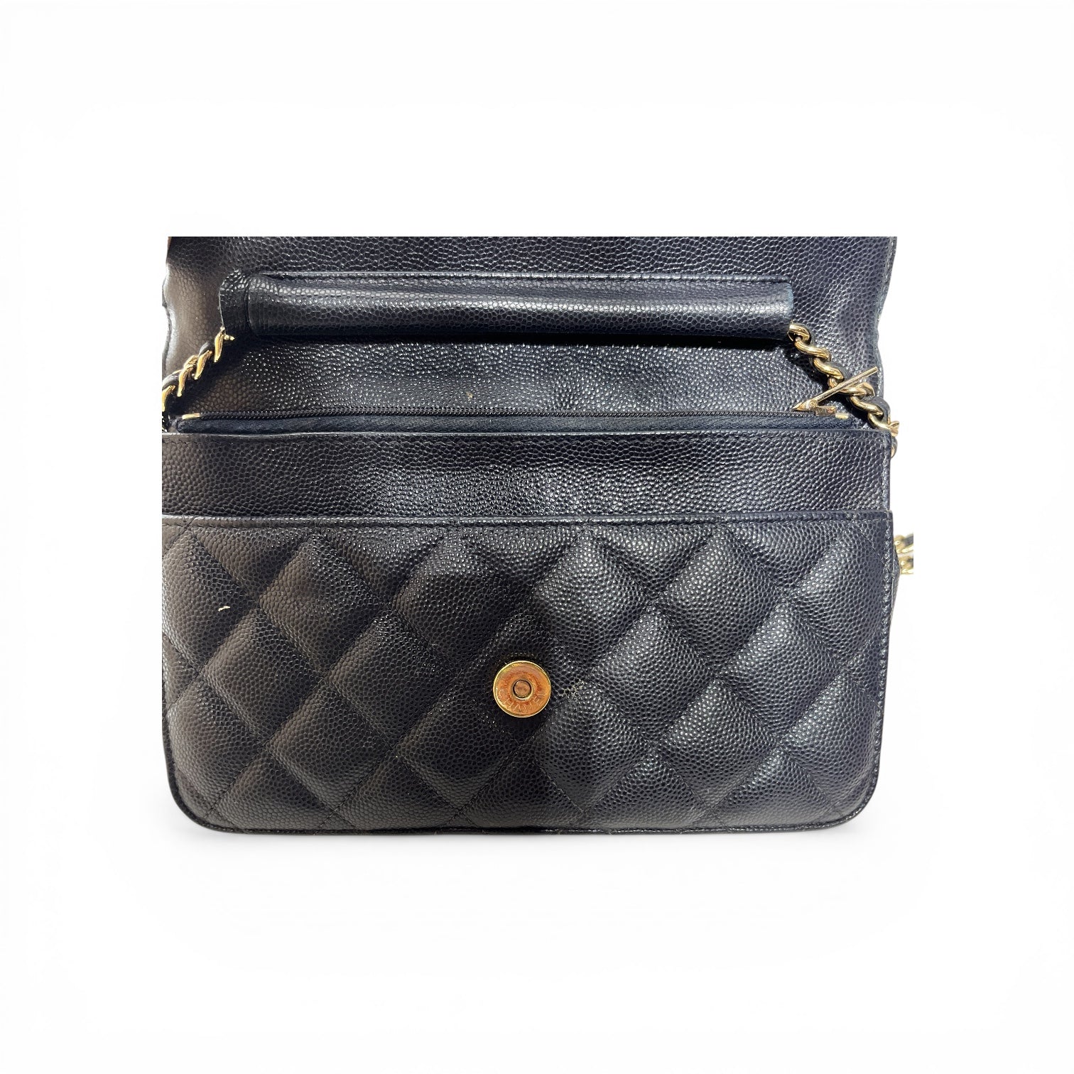 CHANEL/Cross Body Bag/Leather/BLK/CAVIAR QUILTED/ worn inside view 4