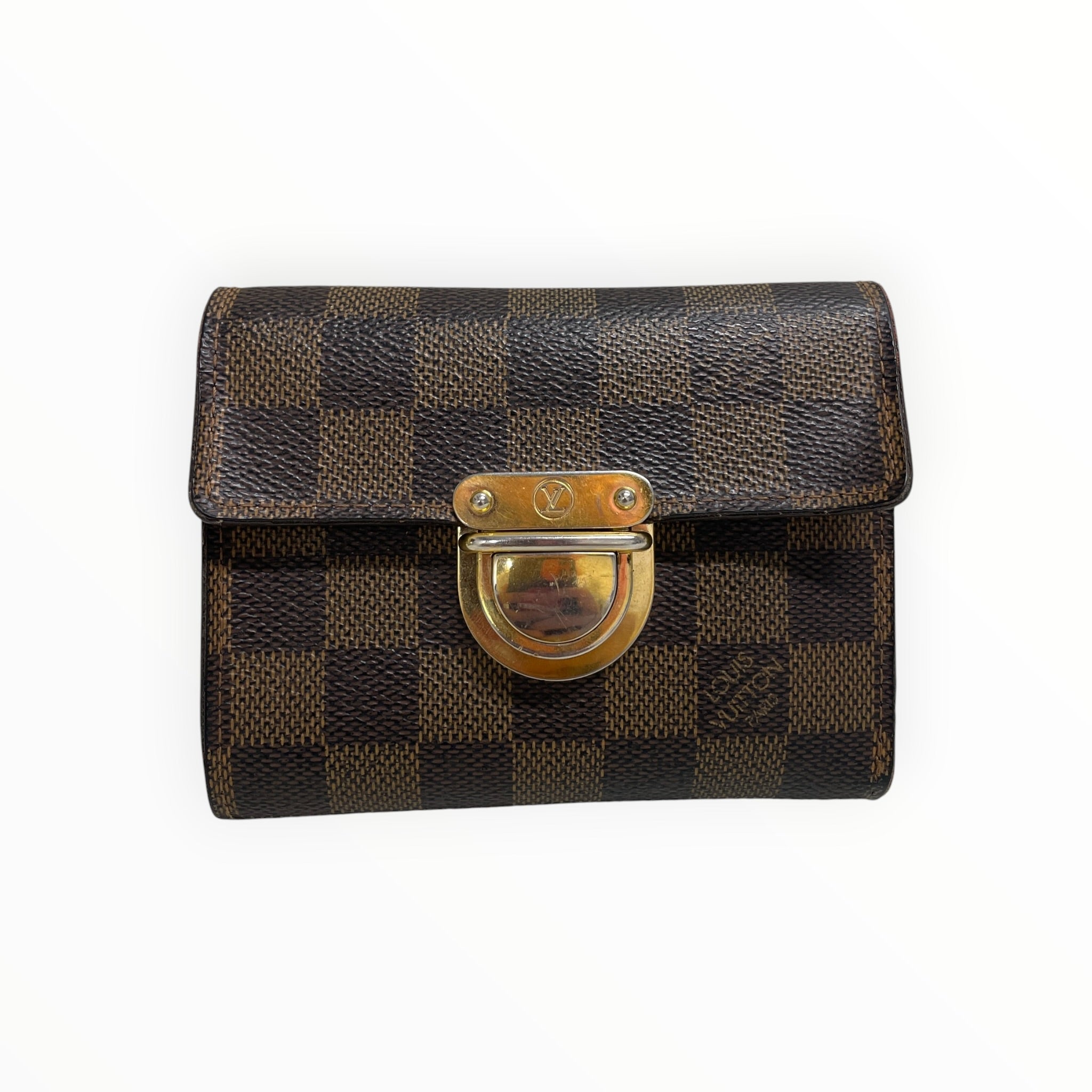LOUIS VUITTON/Wallet/Gingham Check/Leather/BRW/L's/9JDCVH8/GOLD CLASP/CHECKER view 1