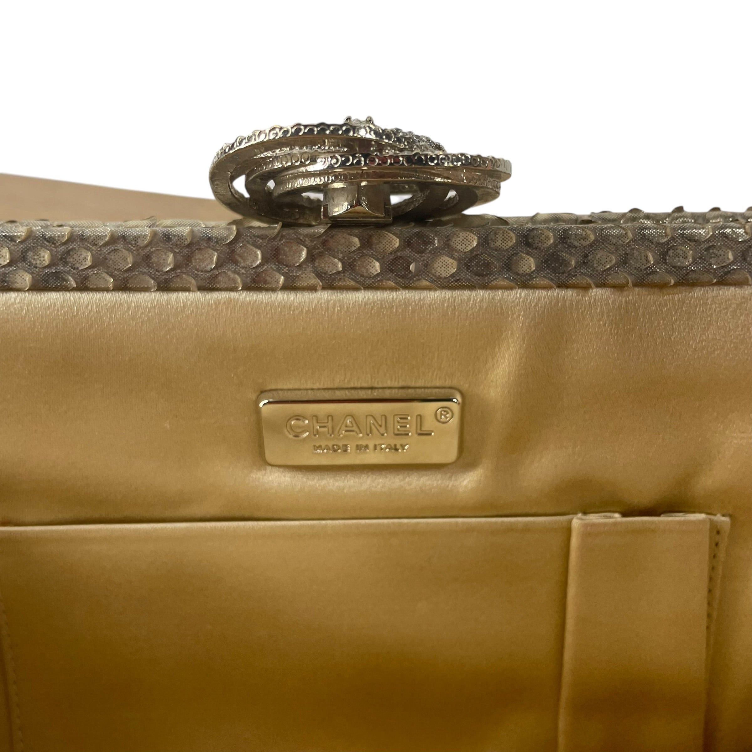 CHANEL/Clutch Bag/Animal Pattern/Leather/GLD/PYTHON CLUTCH ROSE PENDANT view 6