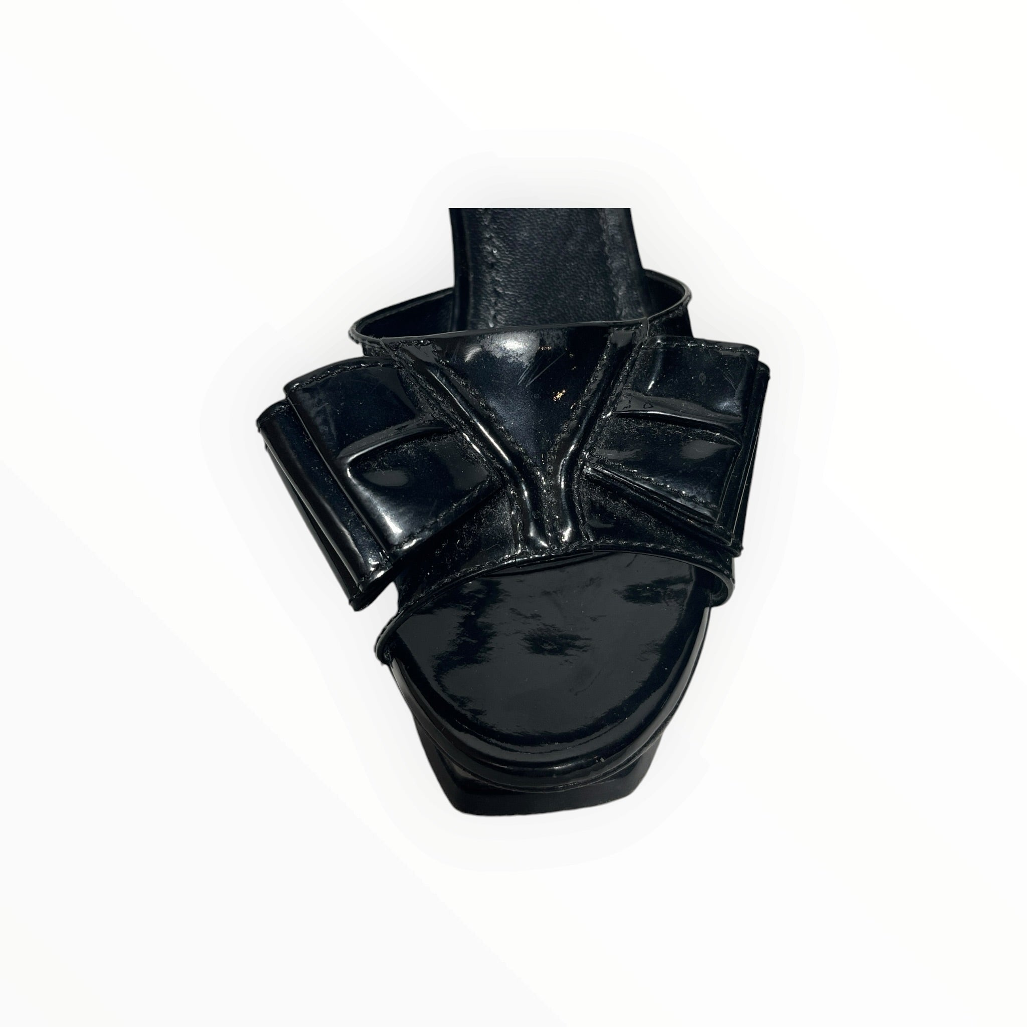 YVES SAINT LAURENT/Heels/EU 37.5/Leather/BLK/patent bow accent view 12