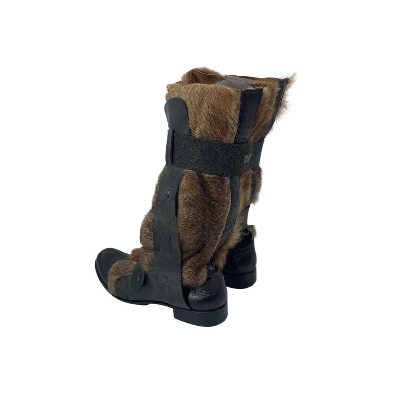 gianni barbato/Boots/US 10/Animal Pattern/Fur/CML/WOLF FUR TALL BOOTS