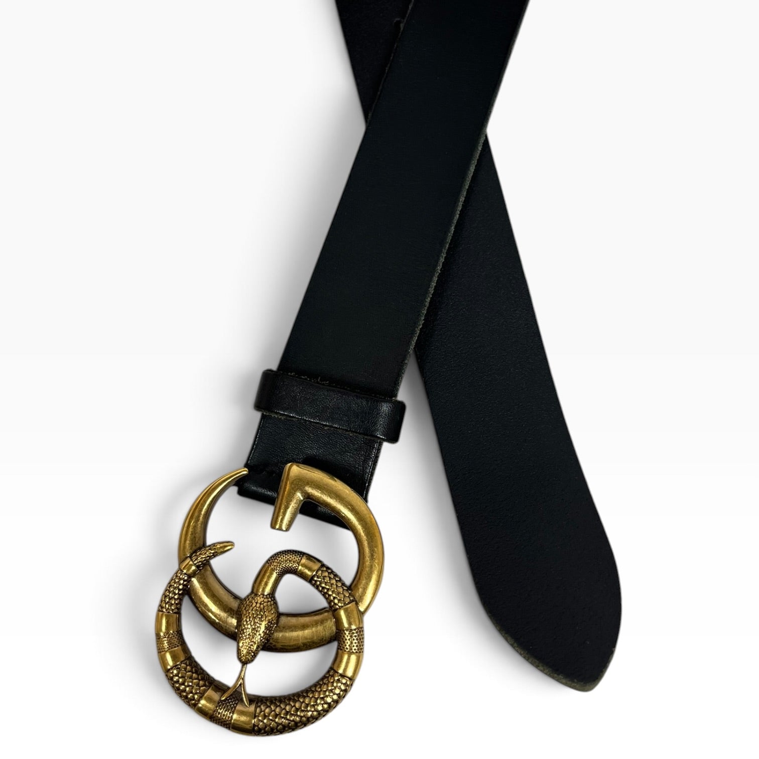 GUCCI/Belt/Leather/BLK/M's/Snake Marmont GG Belt view 2