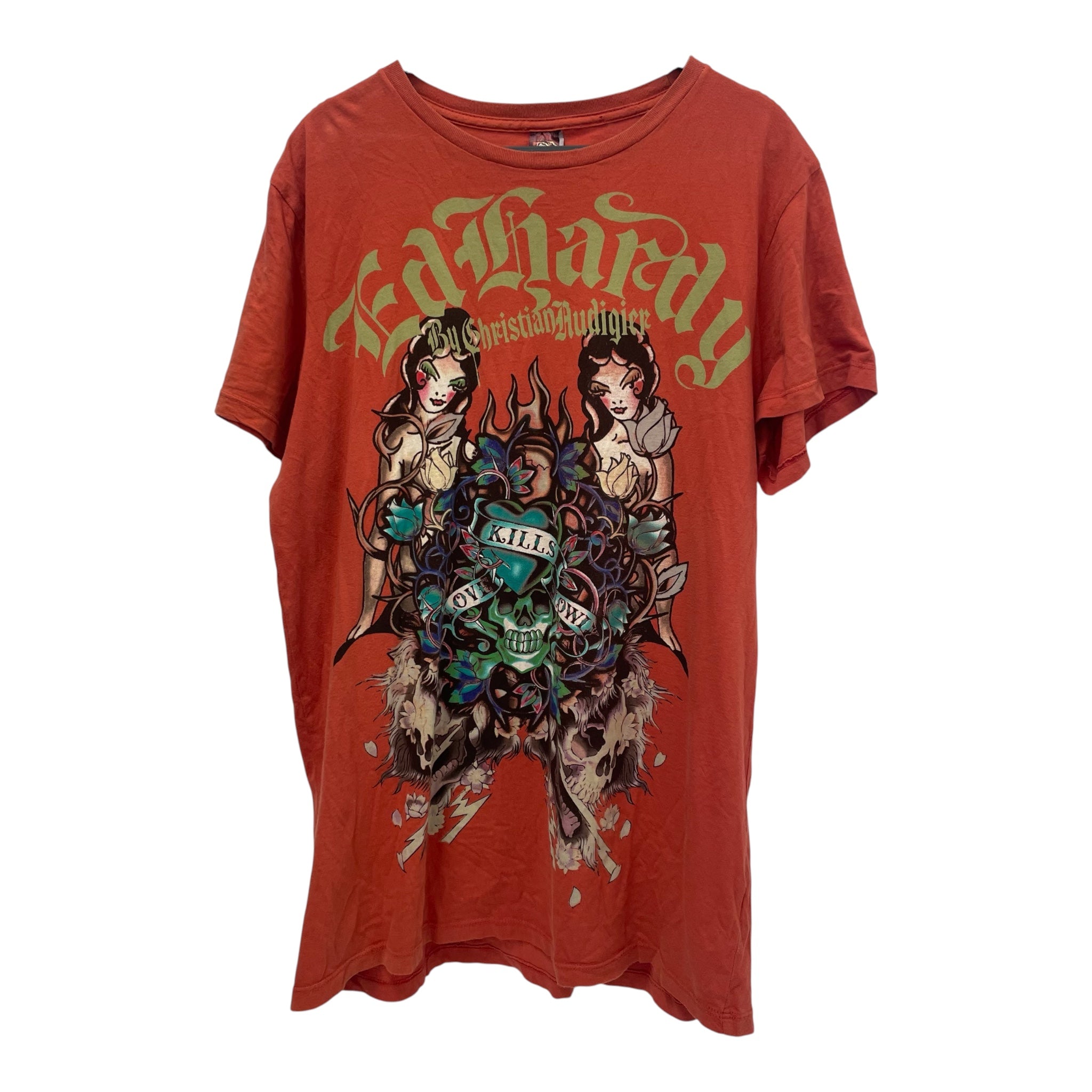 Ed Hardy/T-Shirt/L/Cotton/ORN/All Over Print/DOUBLE WOMAN W ROSES view 1