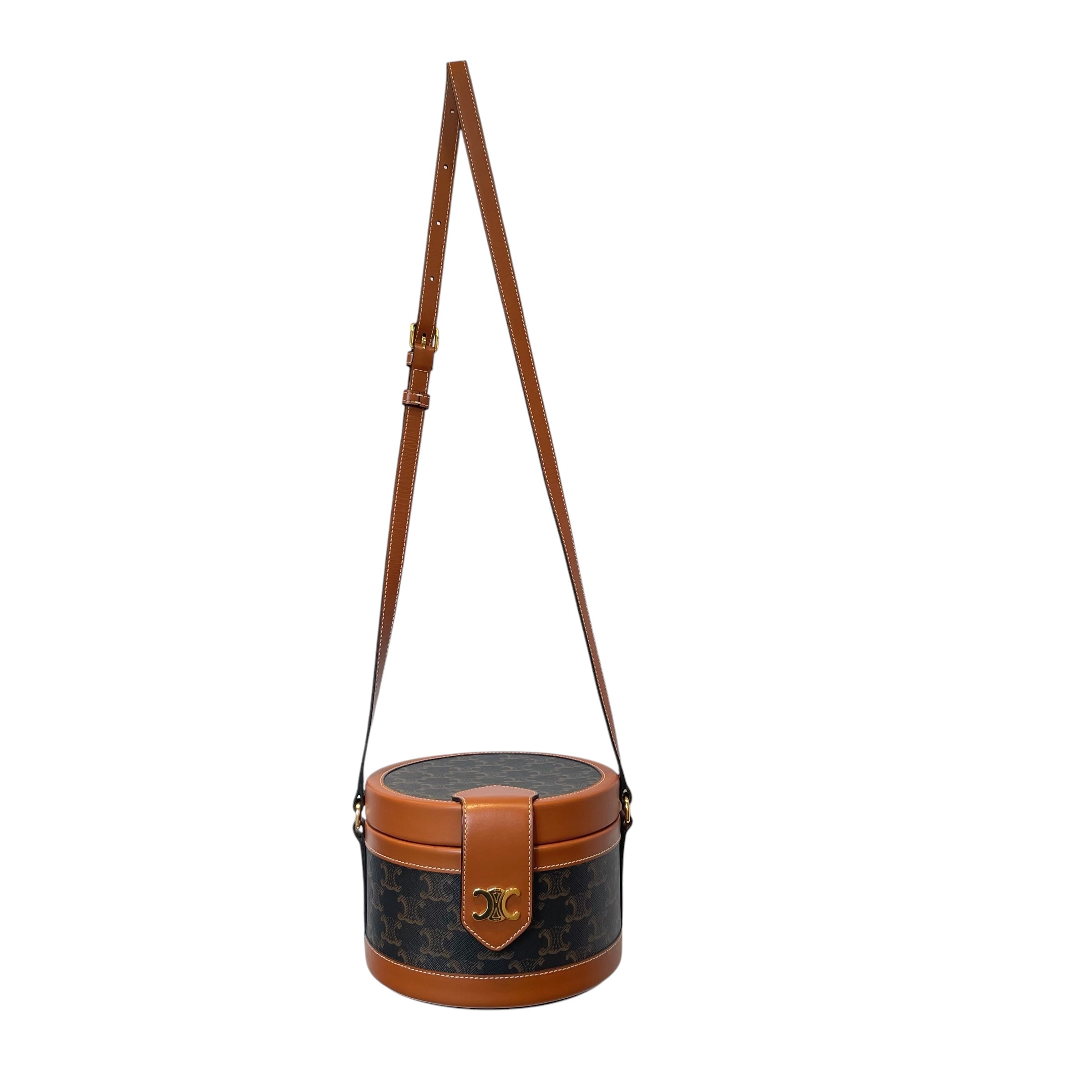 CELINE/Bag/Monogram/Leather/BRW/ROUND CELINE TAMBOUR BAG view 1