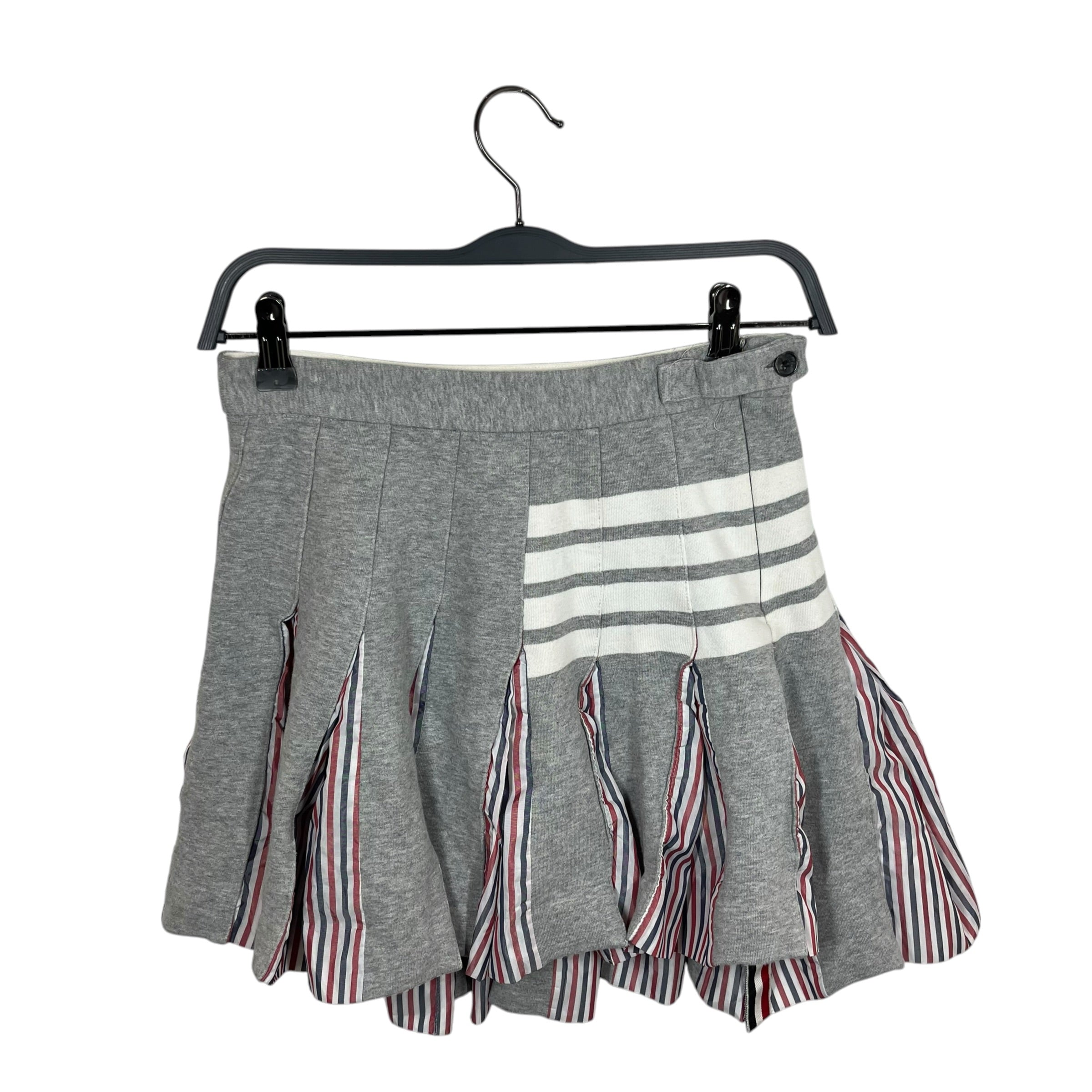 THOM BROWNE. NEW YORK/Long Skirt/1/Stripe/Wool/GRY/STRIPE PANELED SKIRT view 1