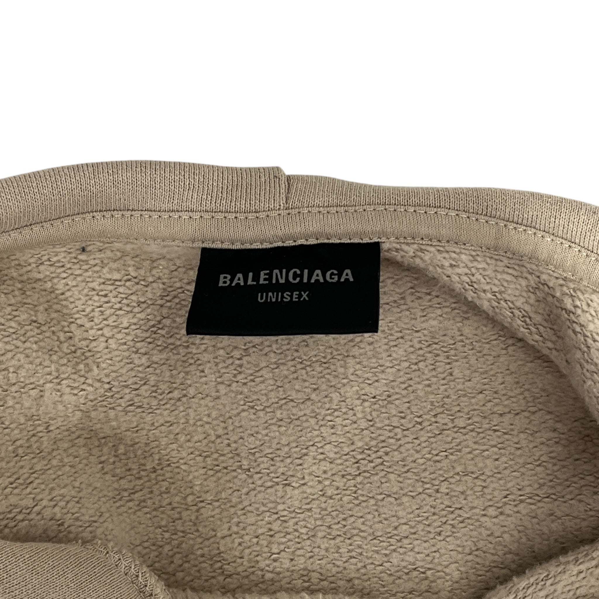 BALENCIAGA/Hoodie/S/Cotton/CRM/DISTRESSED LOGO BACK EMBROID. view 3