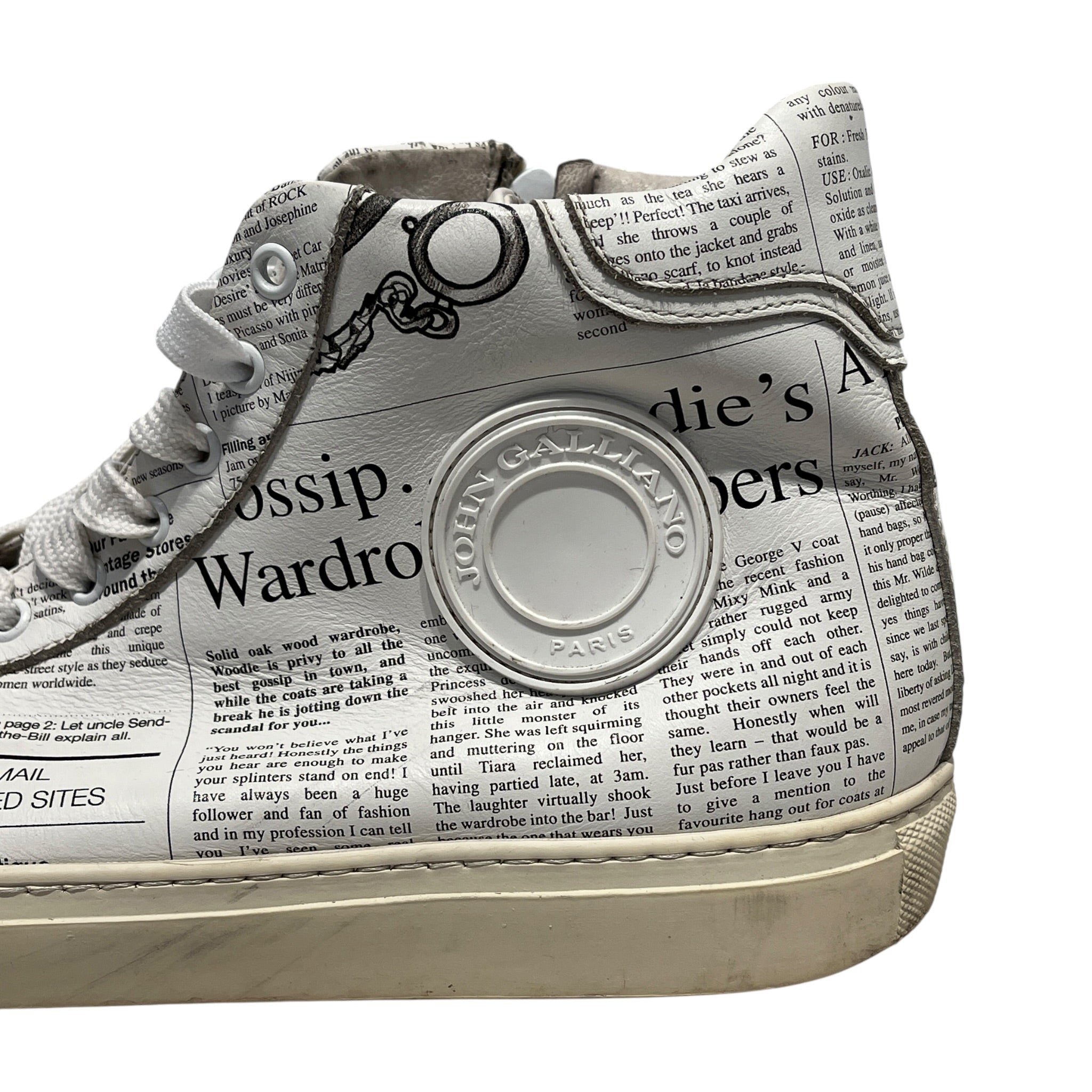 John Galliano/Hi-Sneakers/EU 43/All Over Print/Leather/WHT/newspaper sneaker view 6