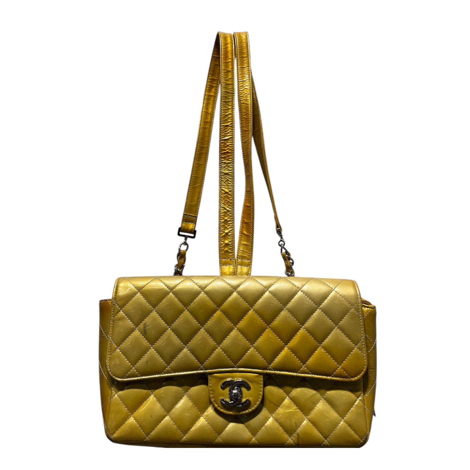 CHANEL/Tote Bag/S/Leather/GLD/PATENT FLAP BAG view 1