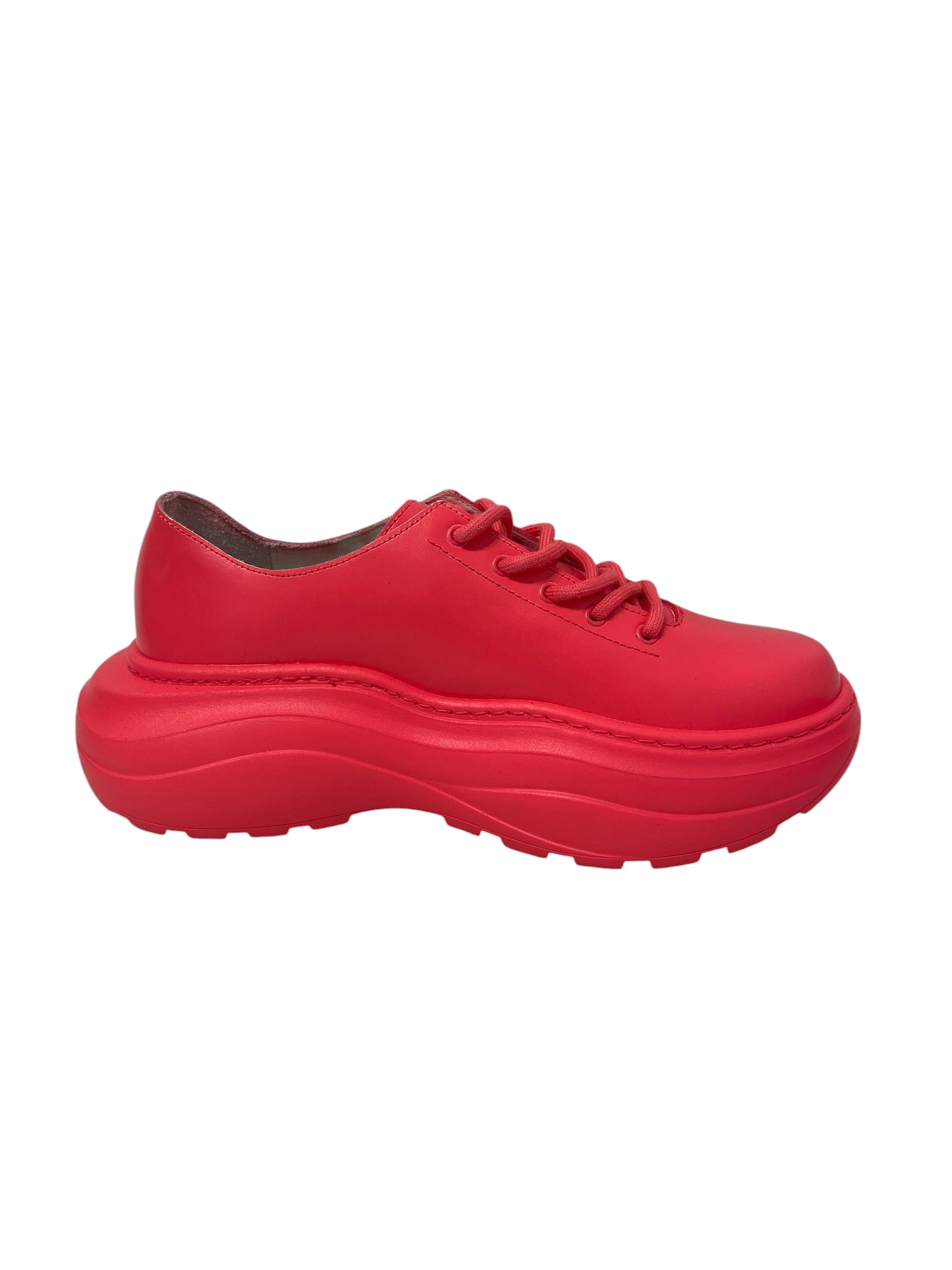 PHILEO/Low-Sneakers/EU 38/Leather/RED/lace red red laces view 4