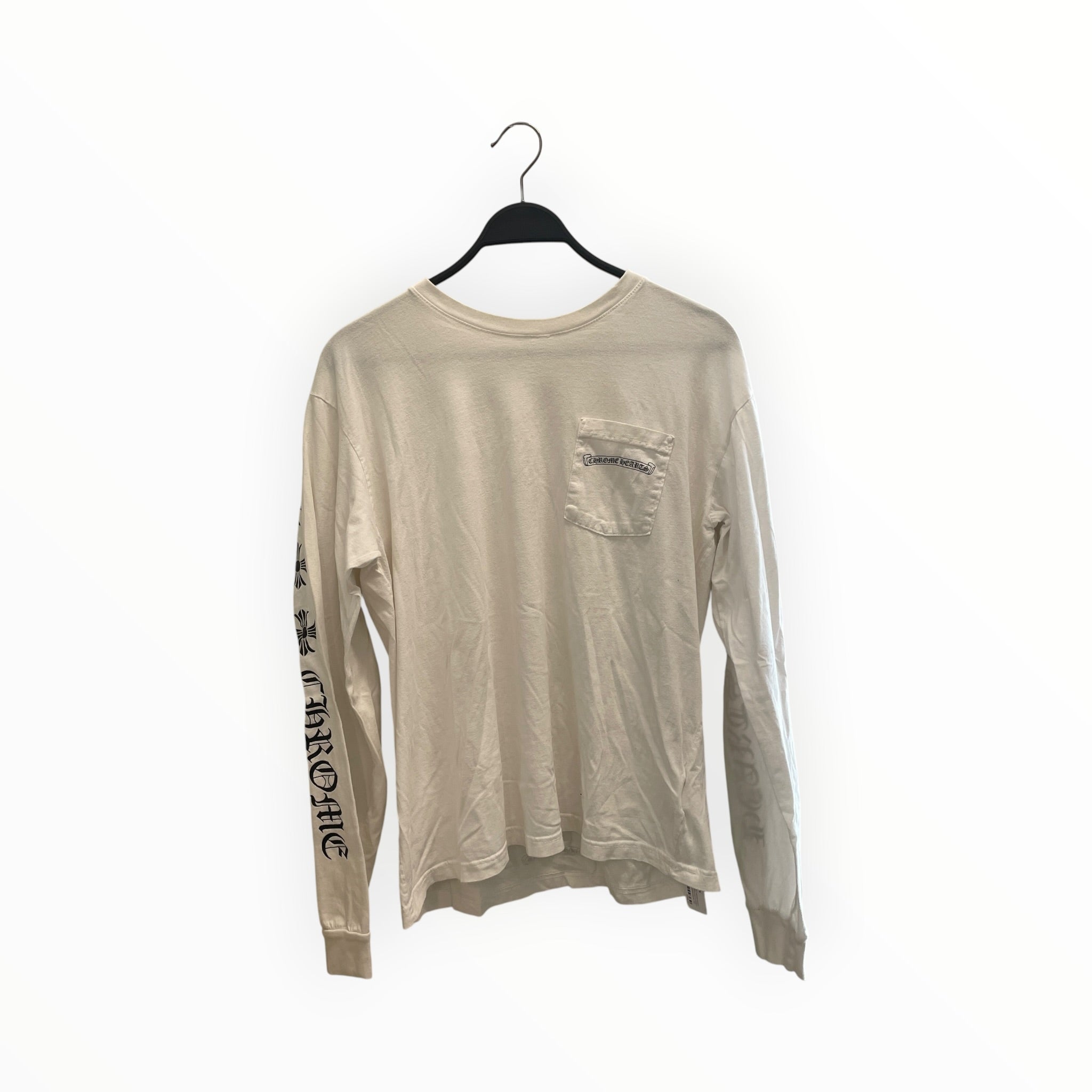 CHROME HEARTS/LS T-Shirt/XL/Cotton/WHT/3 CROSS SLEEVES POCKET TEE view 1