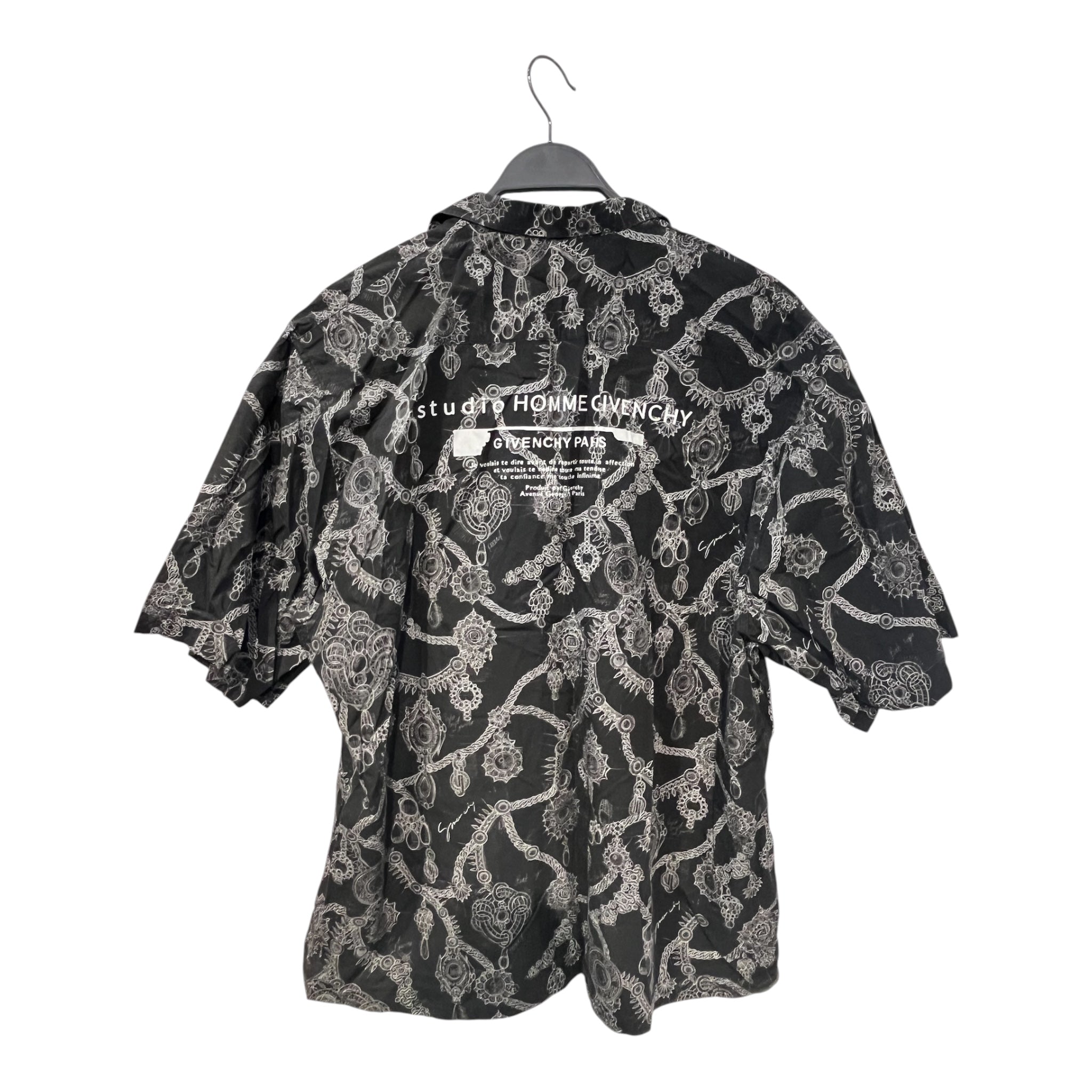 GIVENCHY/SS Shirt/40/Cotton/BLK/Band Collar/All Over Print/BM60KX white jewelry button up view 2