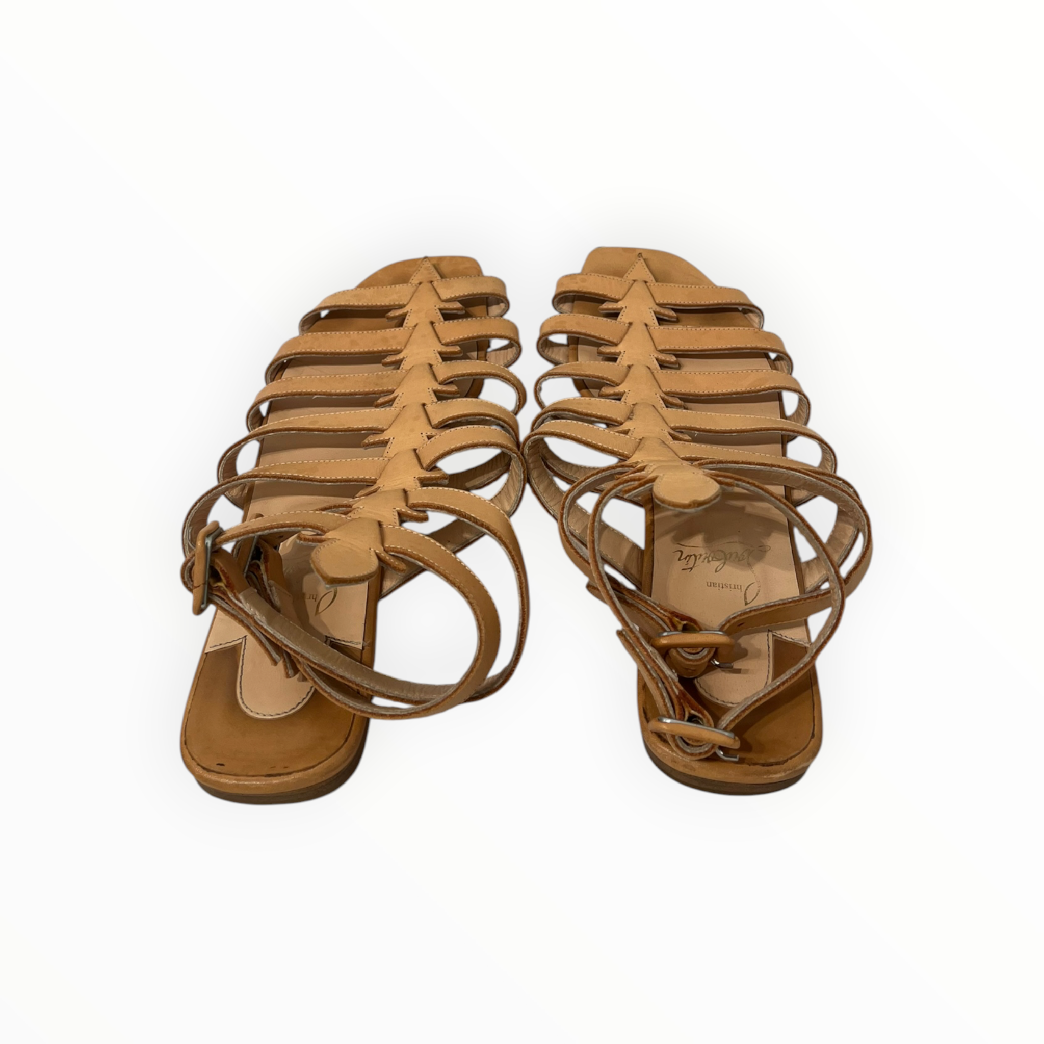 Christian Louboutin/Sandals/EU 38.5/Leather/BEG/GLADIATOR SANDALS view 4