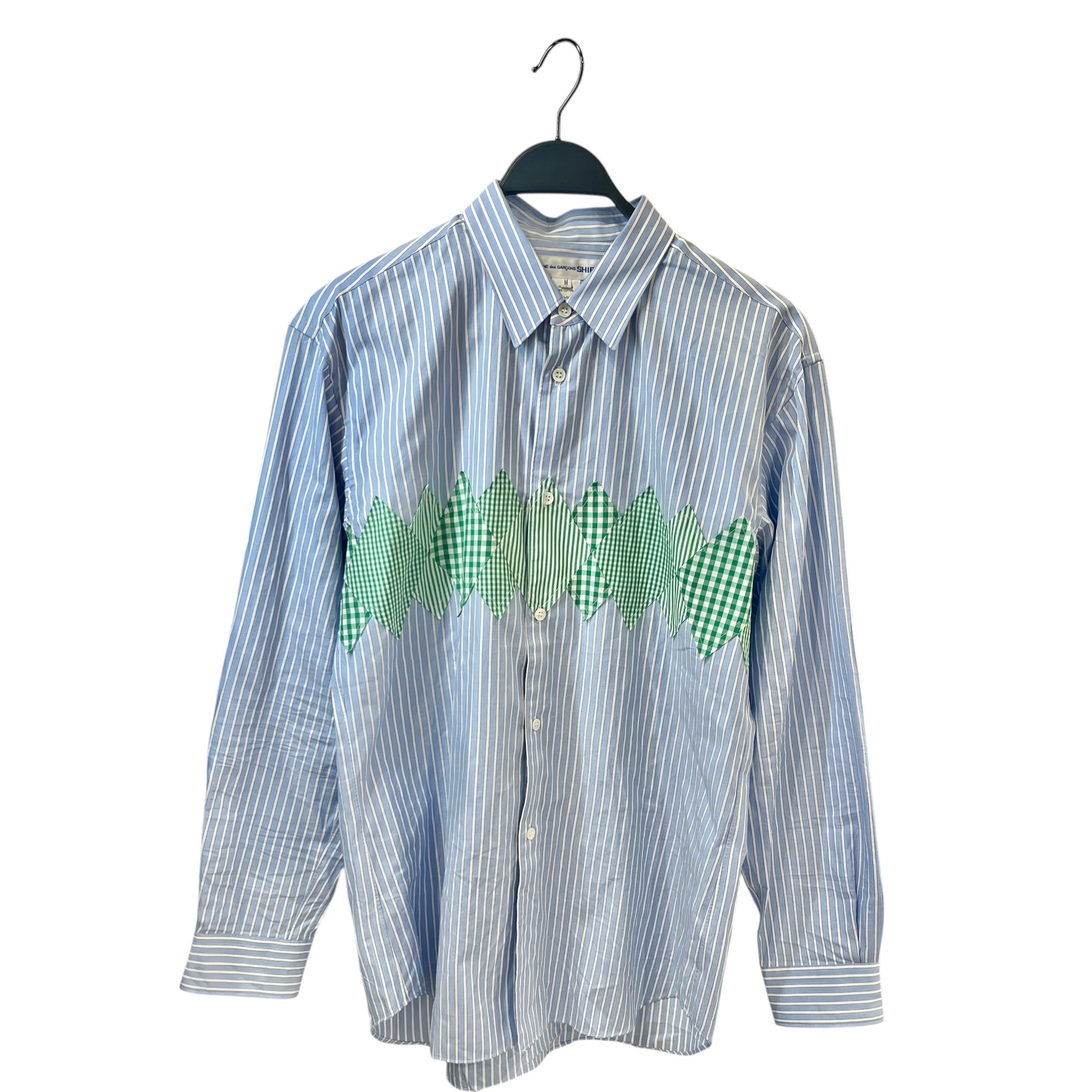 COMME des GARCONS SHIRT/SS Shirt/M/Cotton/BLU/Stripe/WOVEN GREEN DIAMOND view 1